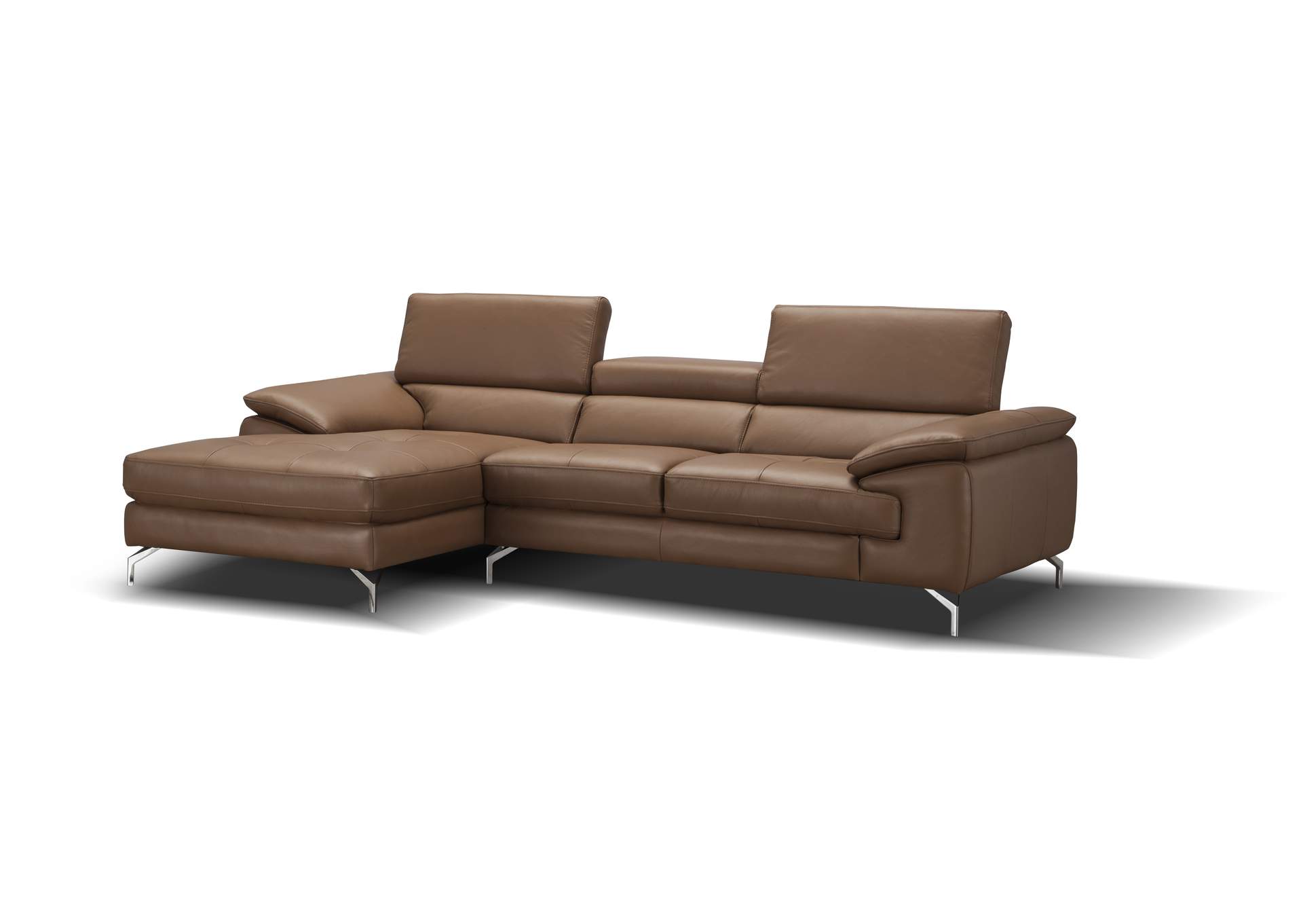 A973B Italian Leather Mini Sectional Left Facing Chaise In Caramel image 3