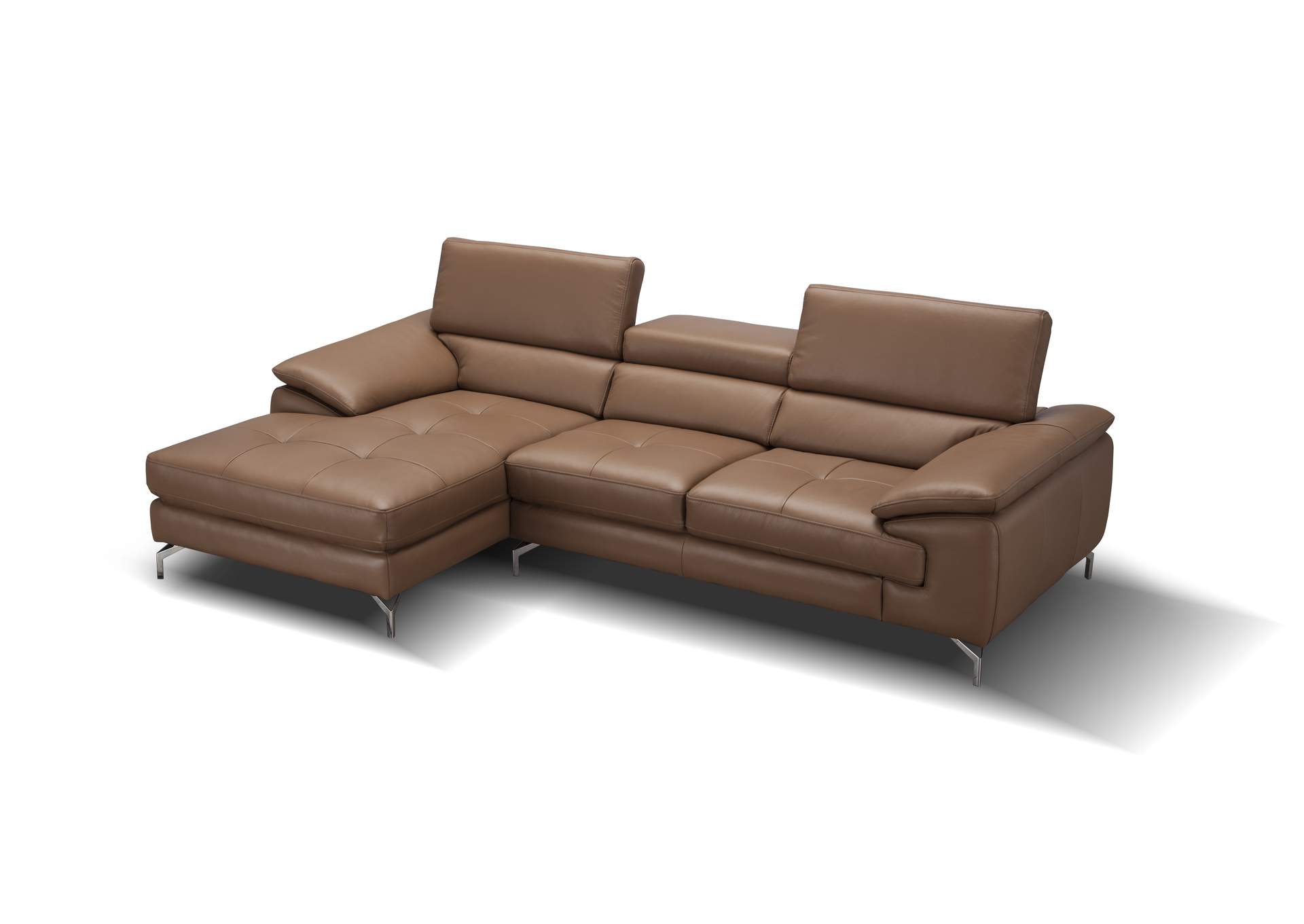 A973B Italian Leather Mini Sectional Left Facing Chaise In Caramel image 4
