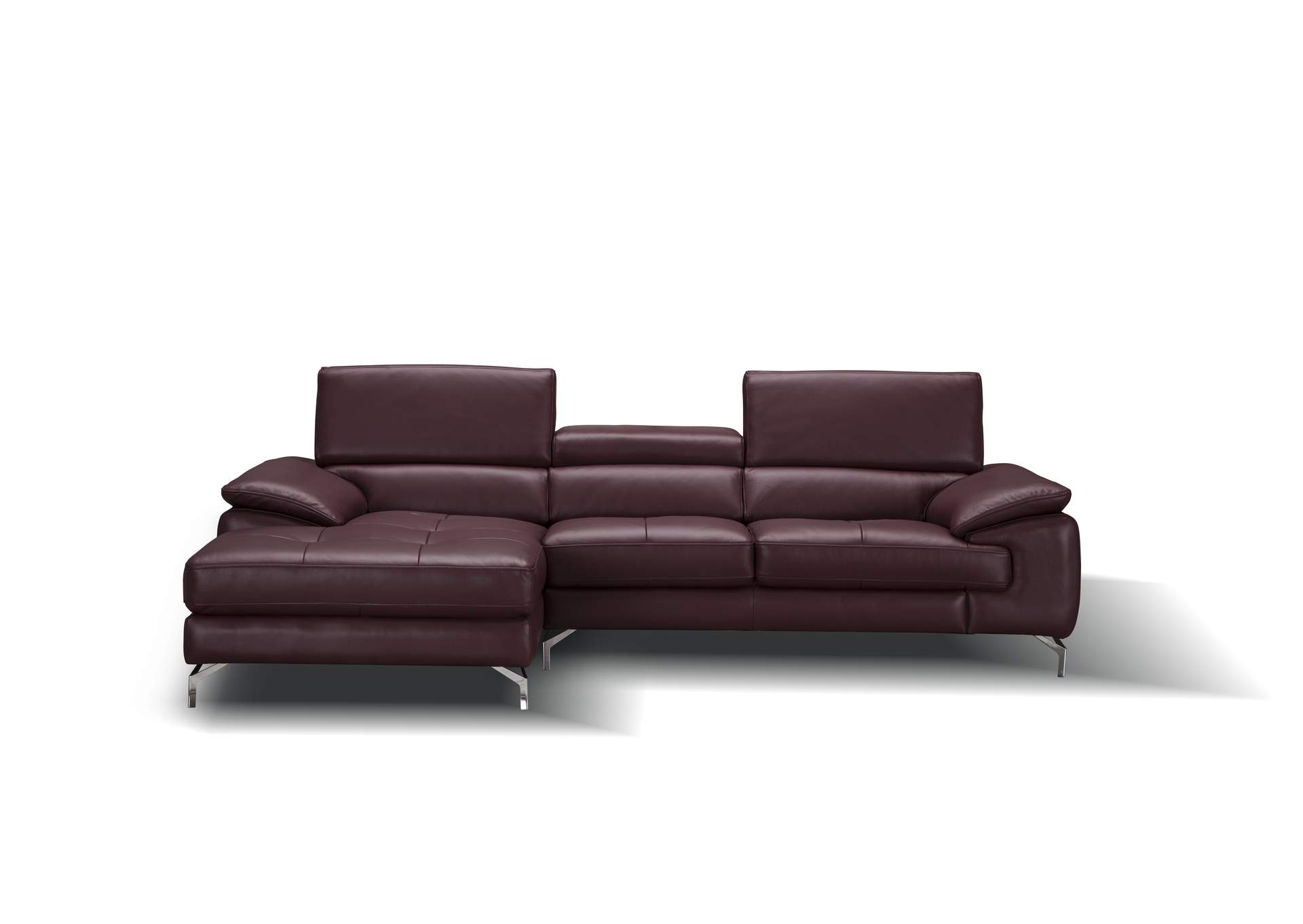 A973B Italian Leather Mini Sectional Left Facing Chaise In Maroon image 4