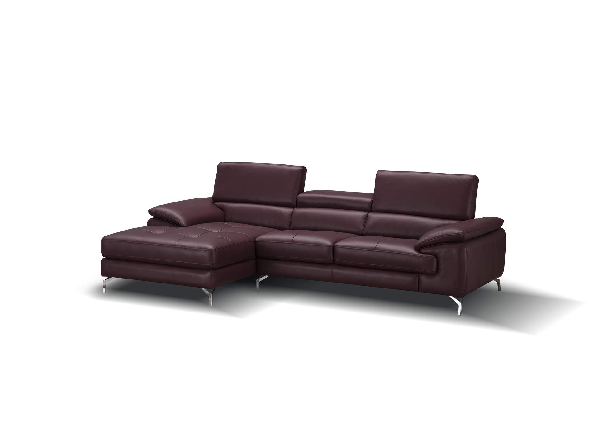 A973B Italian Leather Mini Sectional Left Facing Chaise In Maroon image 1
