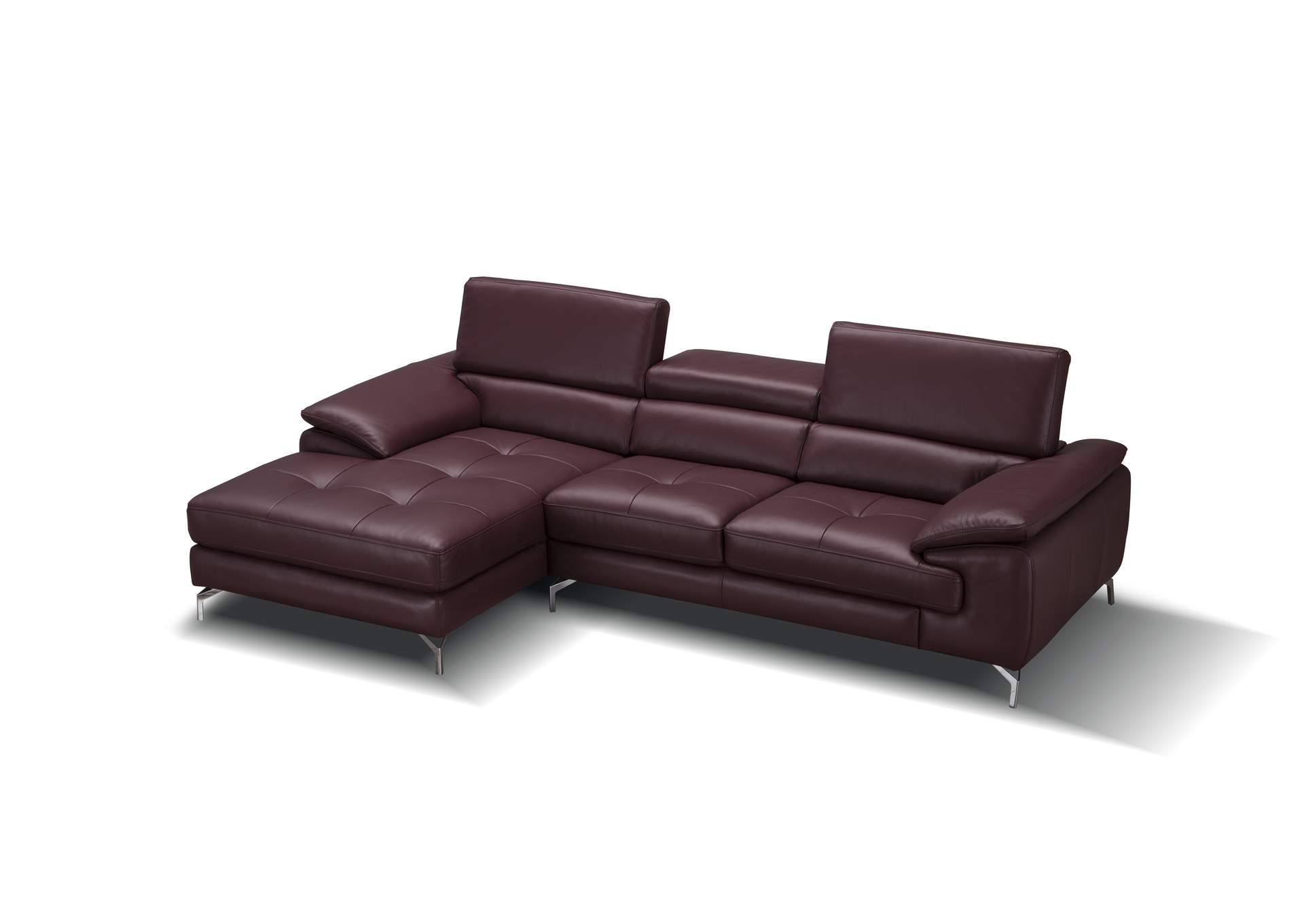 A973B Italian Leather Mini Sectional Left Facing Chaise In Maroon image 3