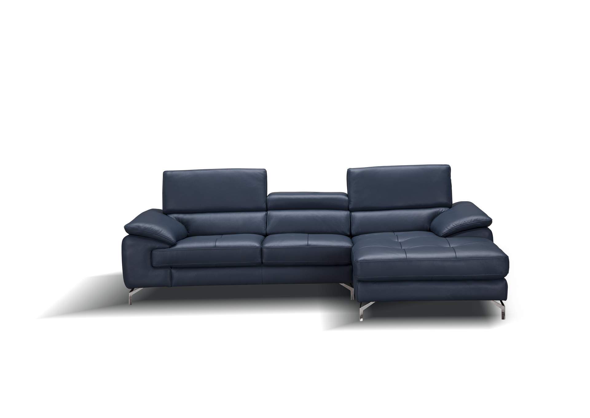 A973B Italian Leather Mini Sectional Right Facing Chaise In Blue image 4