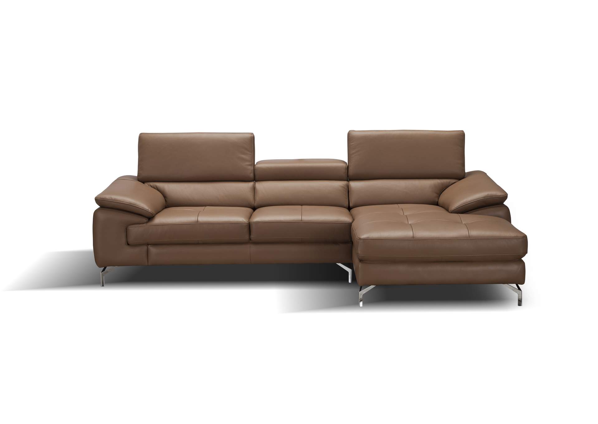 A973B Italian Leather Mini Sectional Right Facing Chaise In Caramel image 1