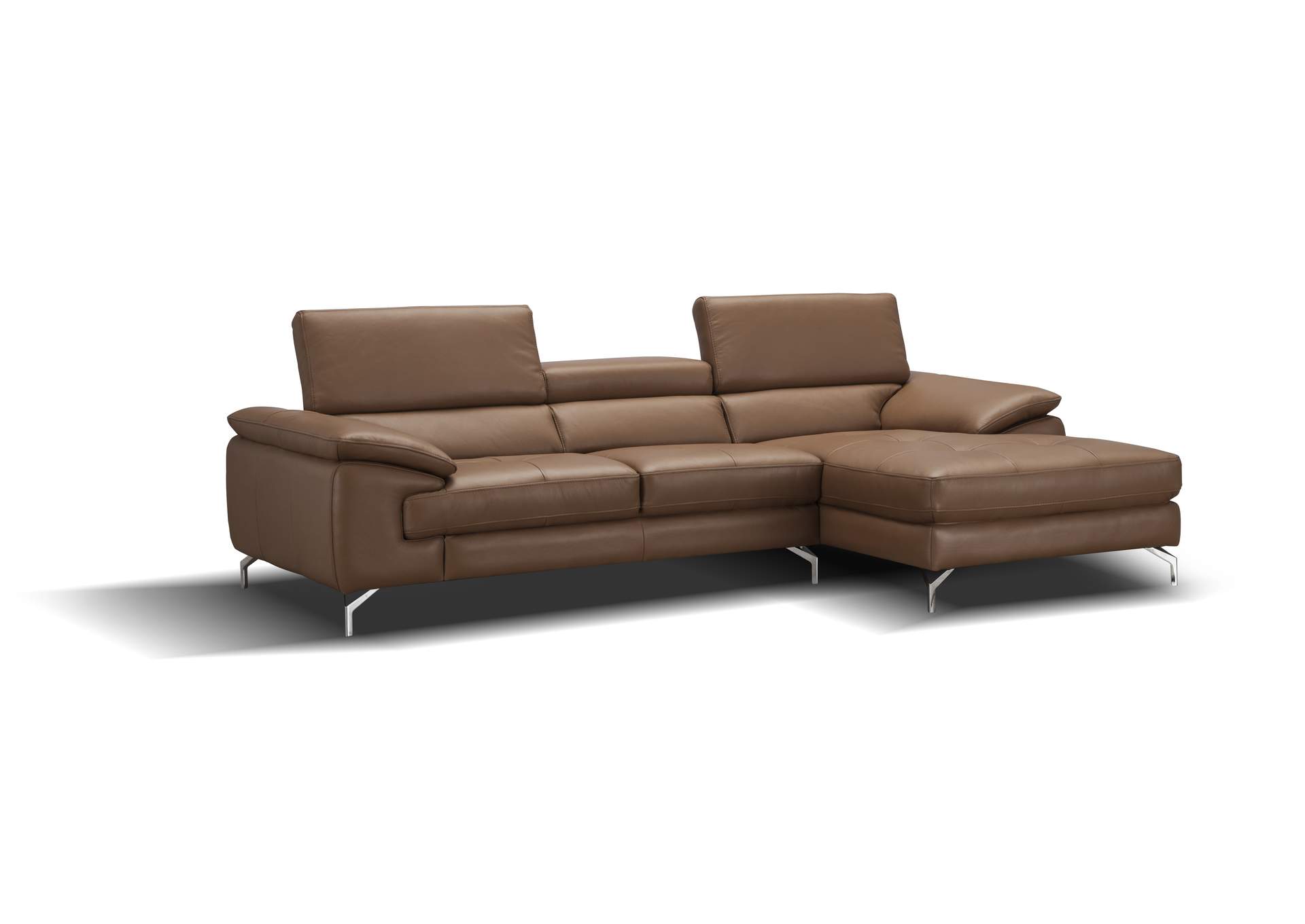 A973B Italian Leather Mini Sectional Right Facing Chaise In Caramel image 4