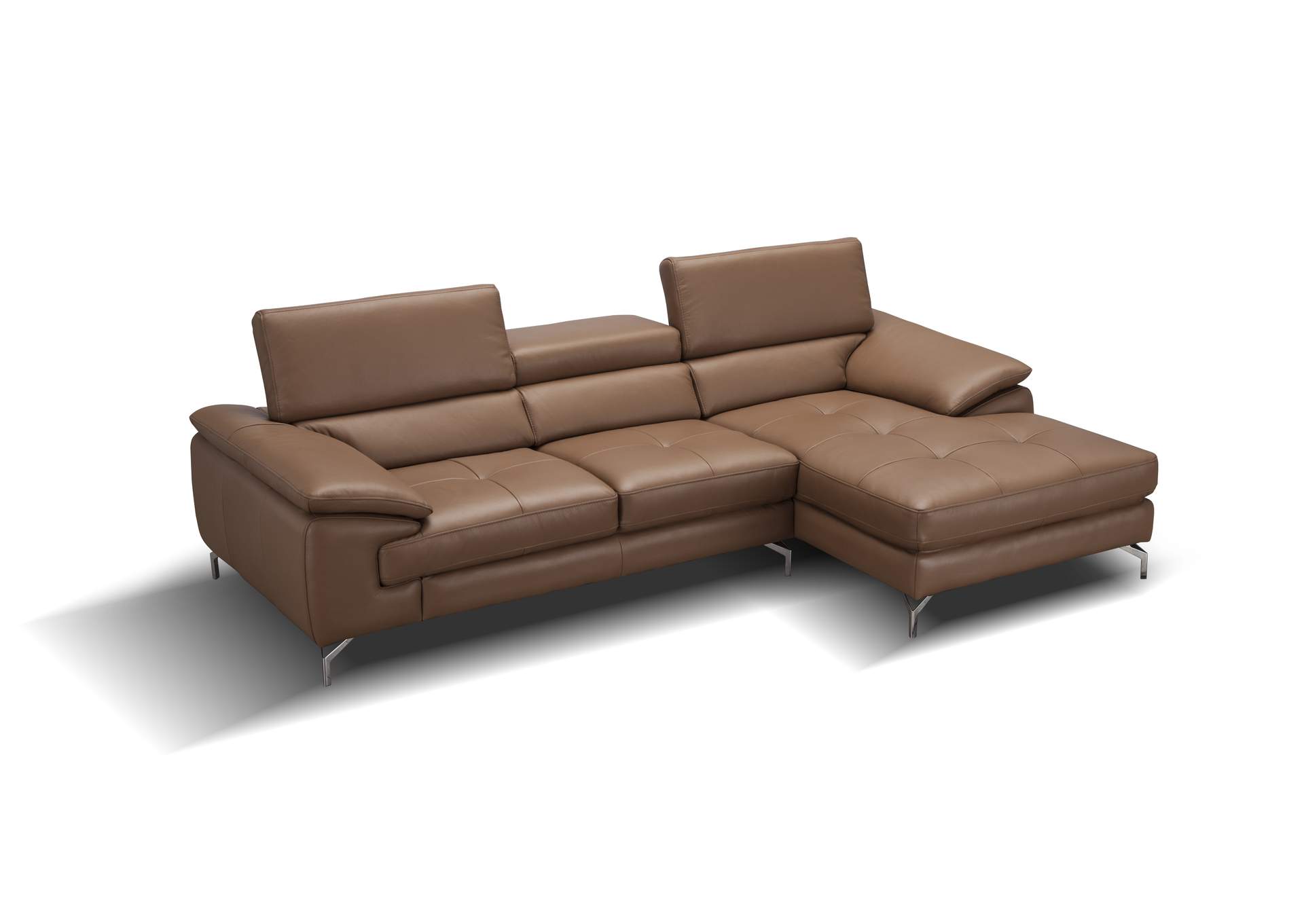 A973B Italian Leather Mini Sectional Right Facing Chaise In Caramel image 3