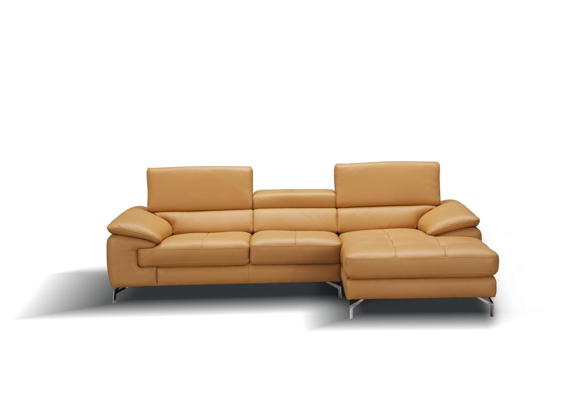 A973B Italian Leather Mini Sectional Right Facing Chaise In Freesia image 4