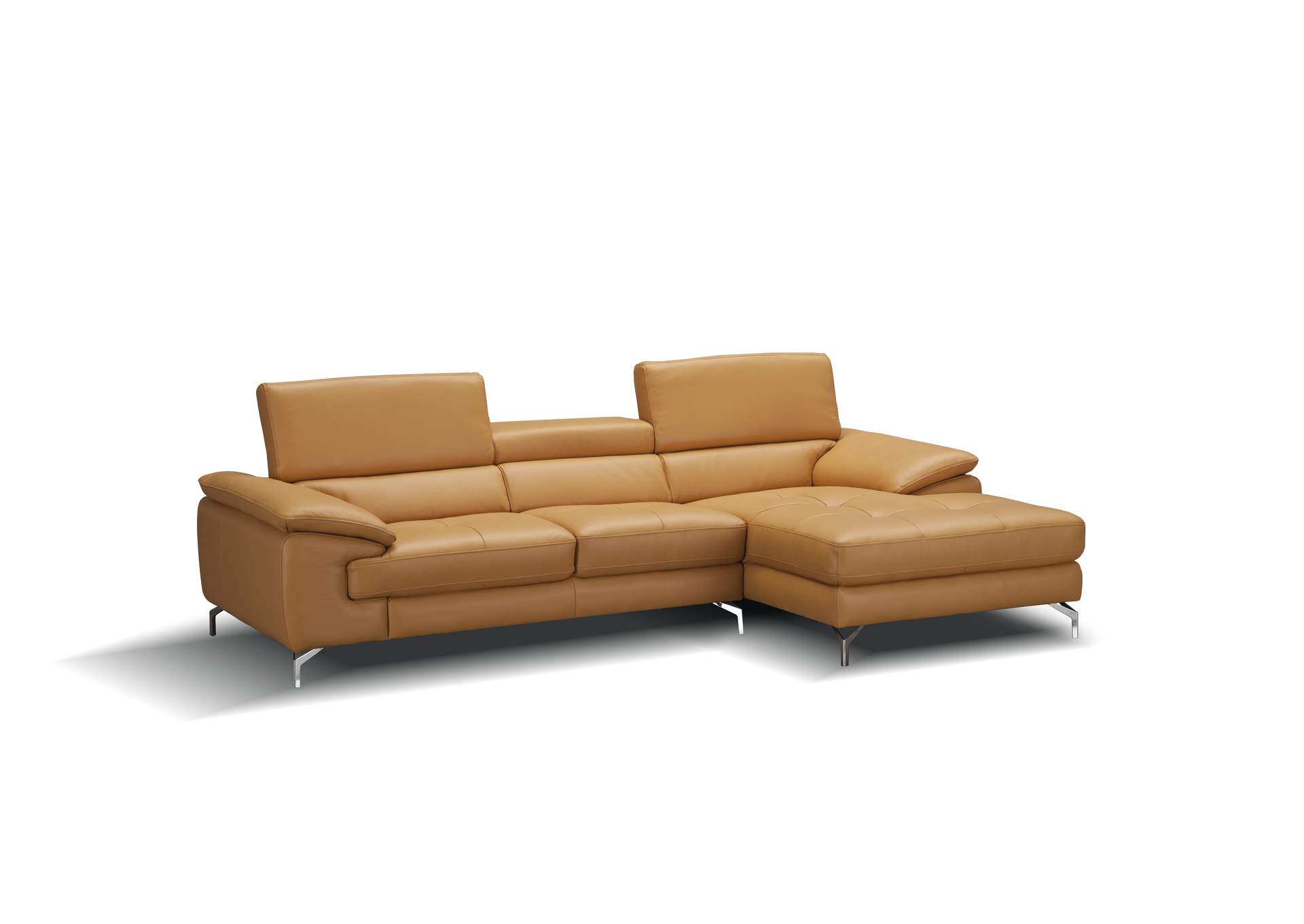 A973B Italian Leather Mini Sectional Right Facing Chaise In Freesia image 1