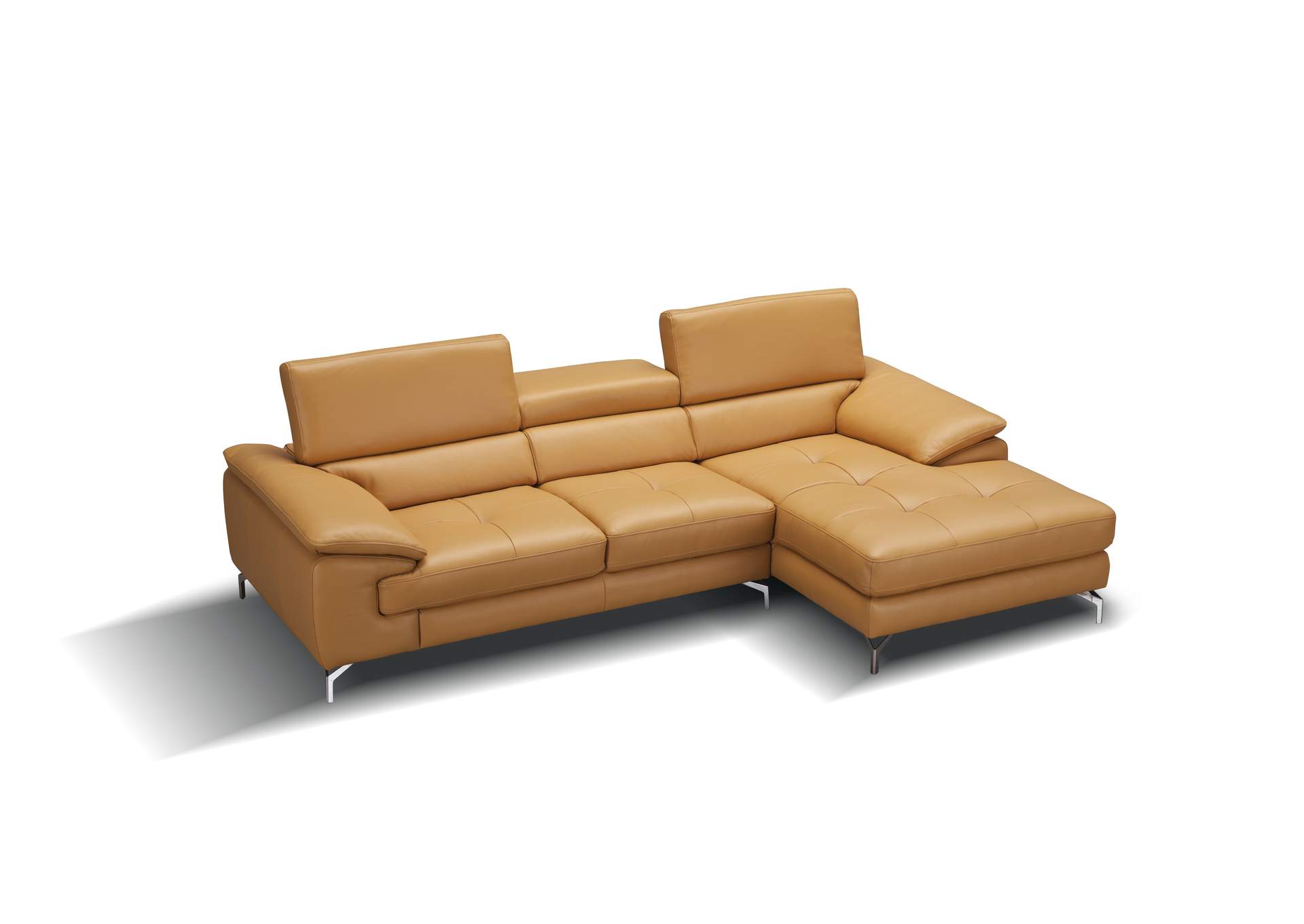 A973B Italian Leather Mini Sectional Right Facing Chaise In Freesia image 3