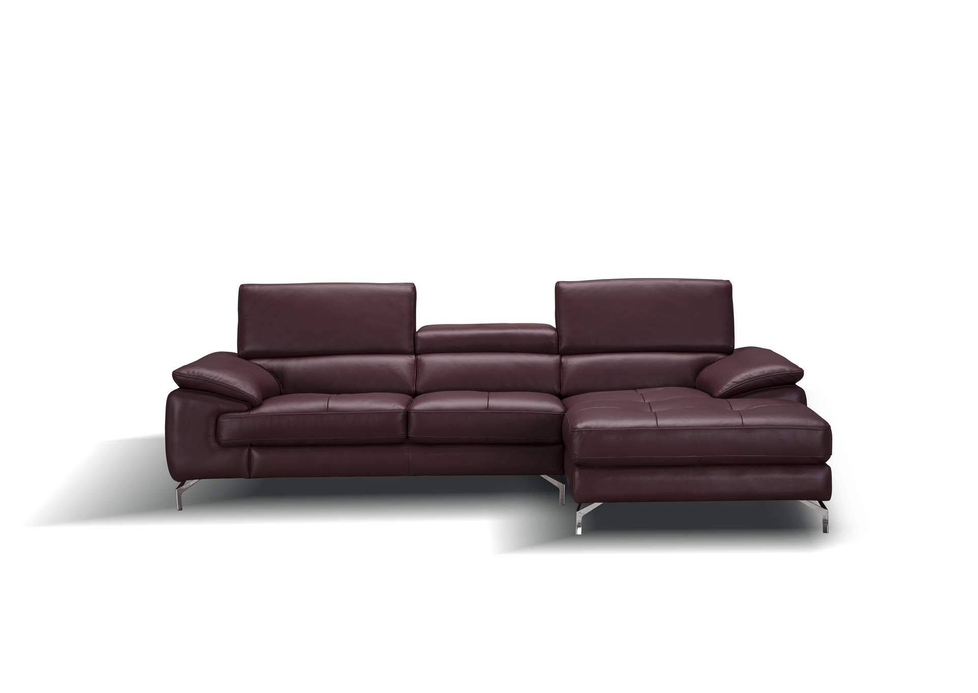 A973B Italian Leather Mini Sectional Right Facing Chaise In Maroon image 4