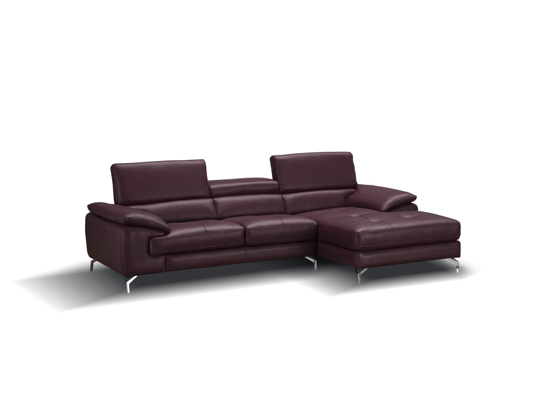 A973B Italian Leather Mini Sectional Right Facing Chaise In Maroon image 1