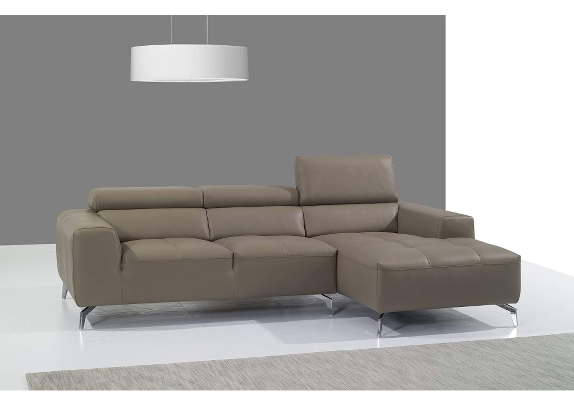 A978B Italian Leather Sectional Right Facing Chaise In Burlywood image 1