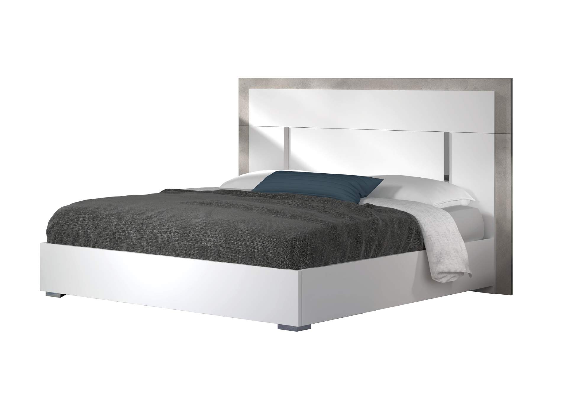 Ada Premium Queen Bed In Cemento - Bianco Opac image 1