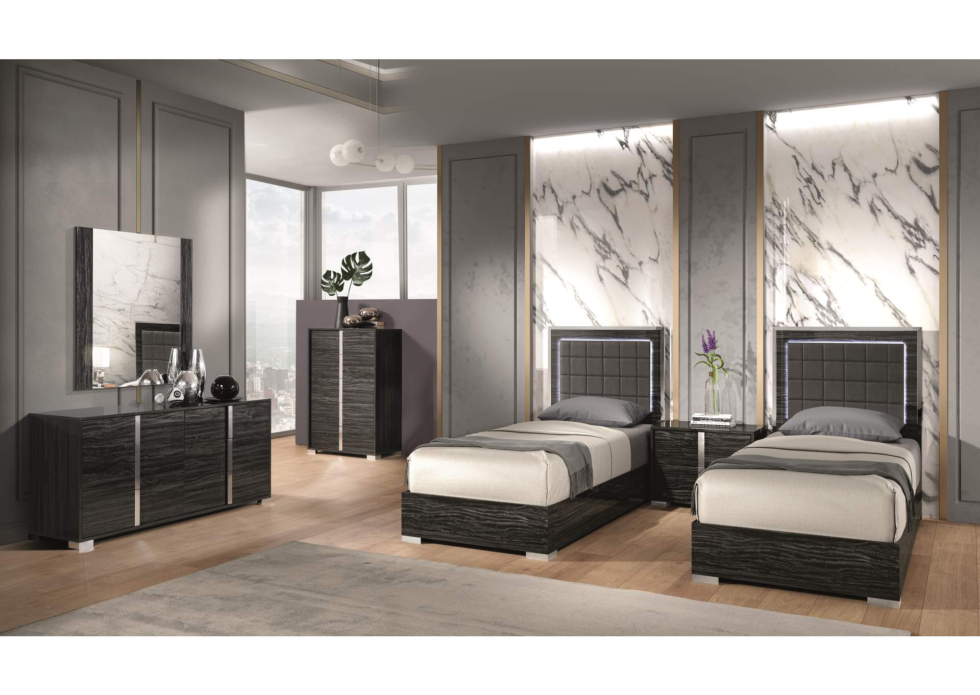 Alice Glossy Gray Full Bed image 3