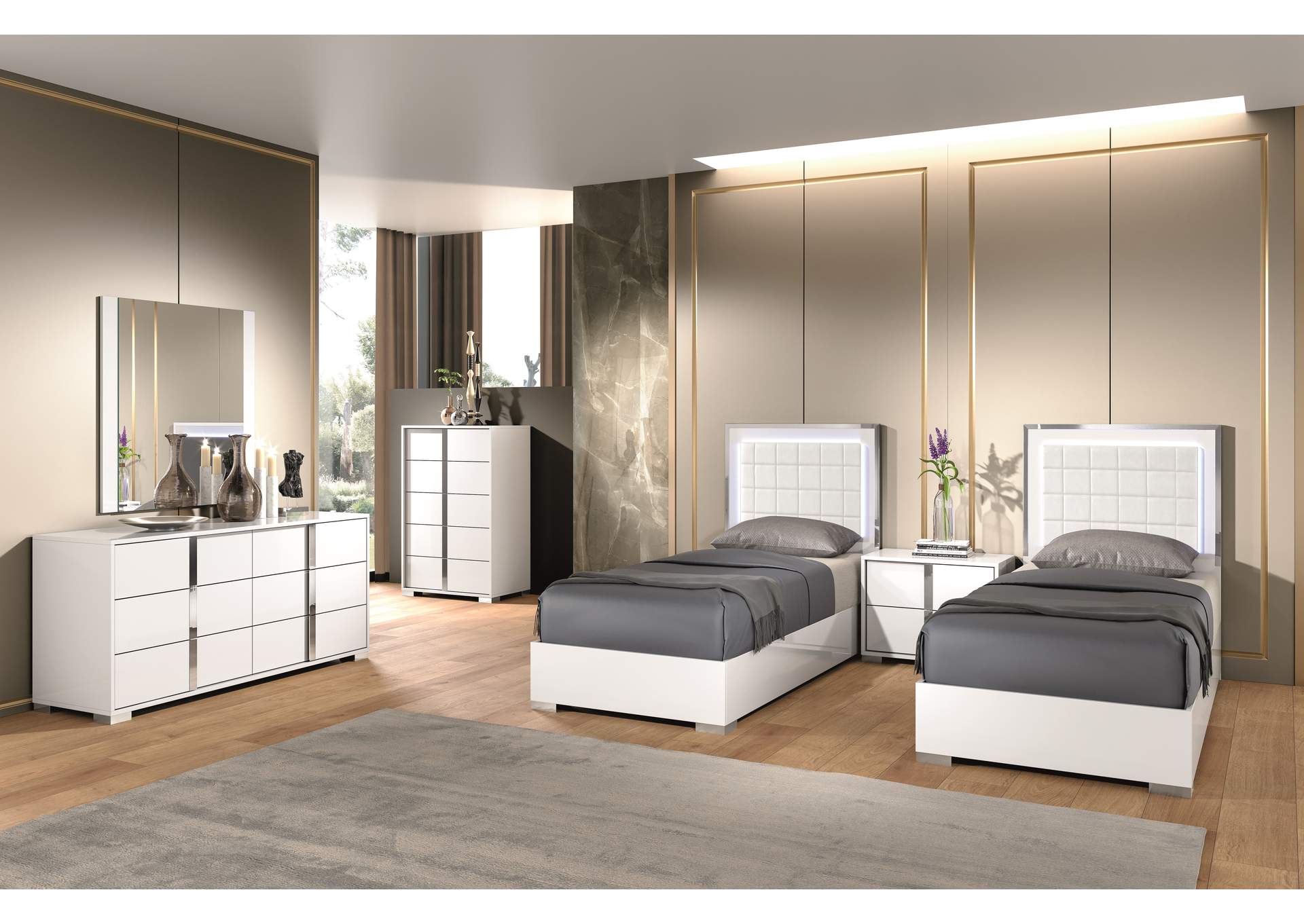 Alice White Twin Bed image 3