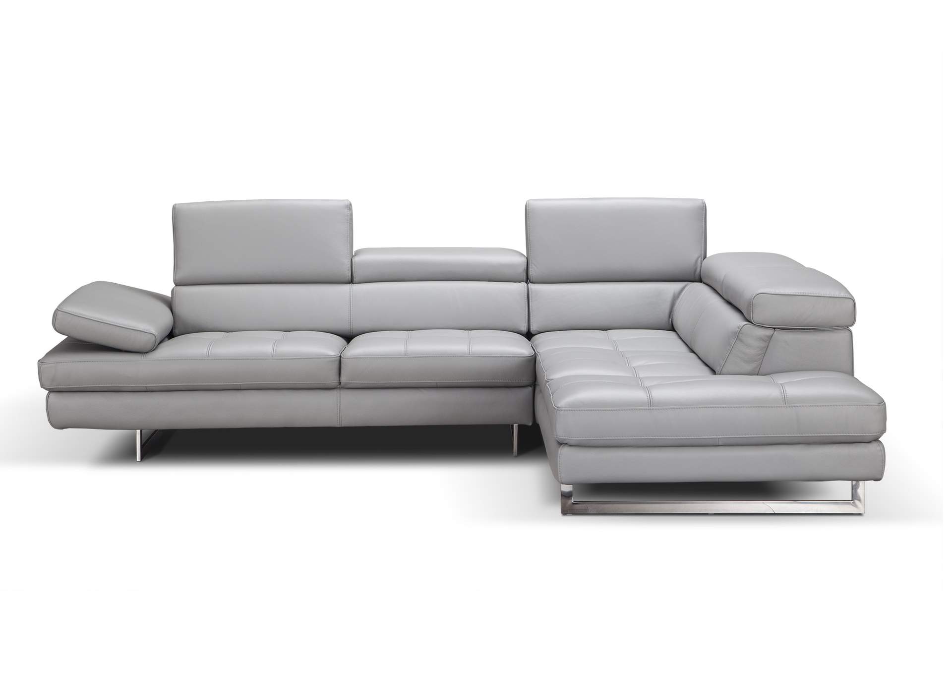 A761 Italian Leather Sectional Light Grey In Right Hand Facing image 1