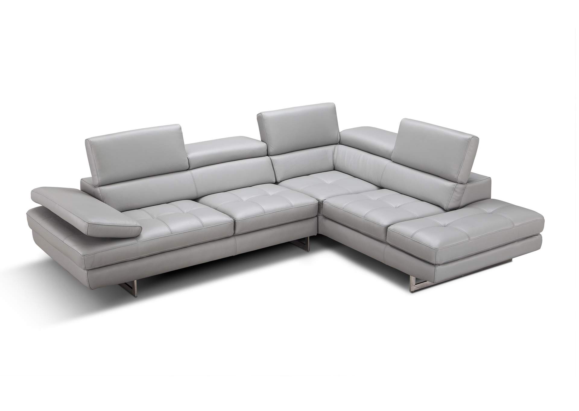 A761 Italian Leather Sectional Light Grey In Right Hand Facing image 4