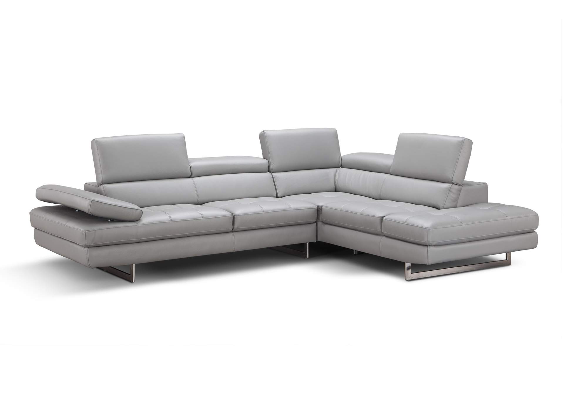 A761 Italian Leather Sectional Light Grey In Left Hand Facing image 4