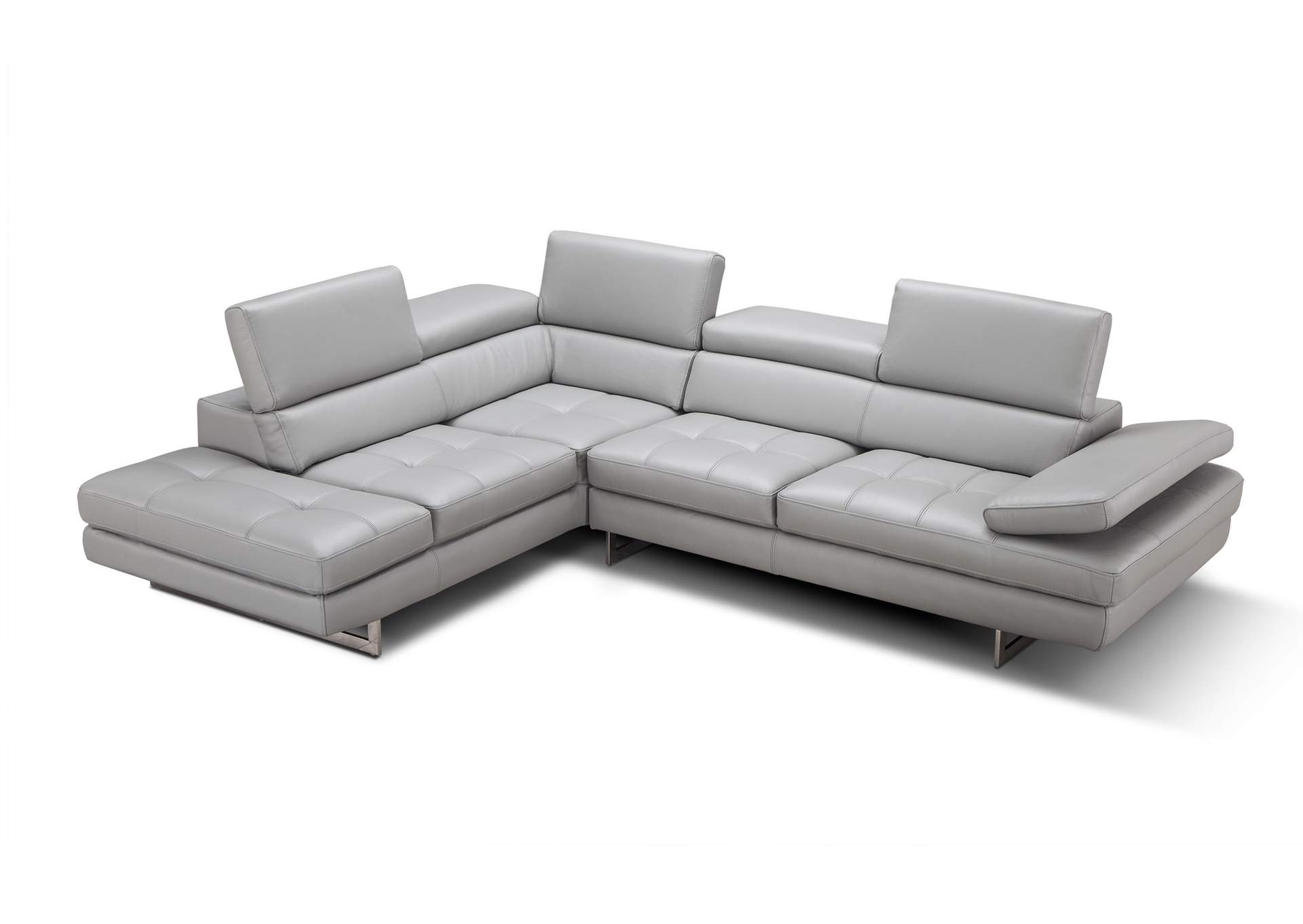 A761 Italian Leather Sectional Light Grey In Left Hand Facing image 3