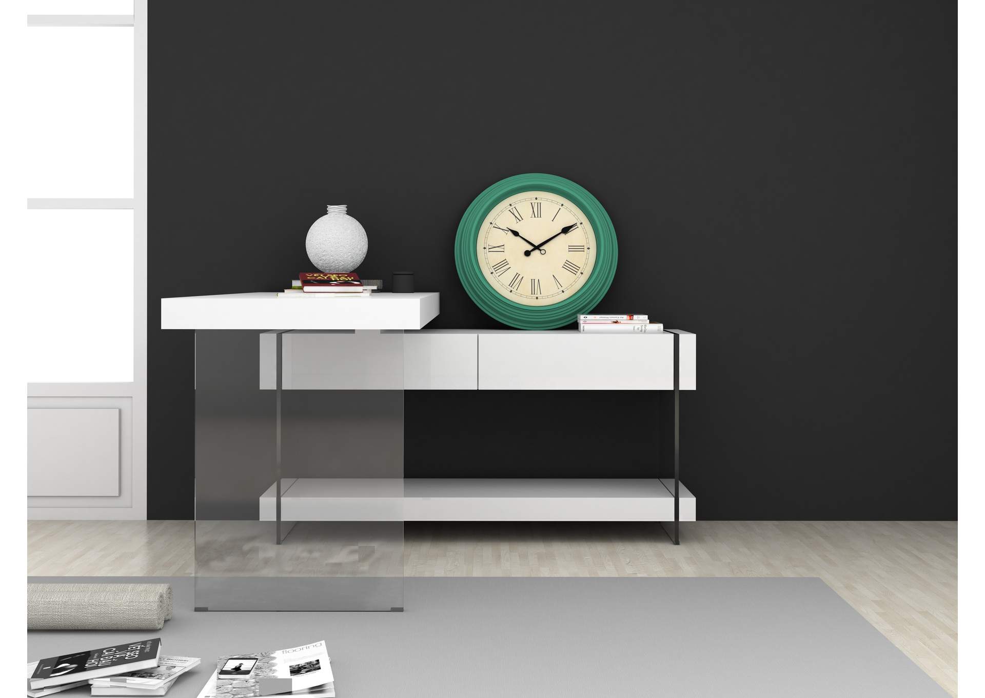 Cloud Desk White High Gloss image 9