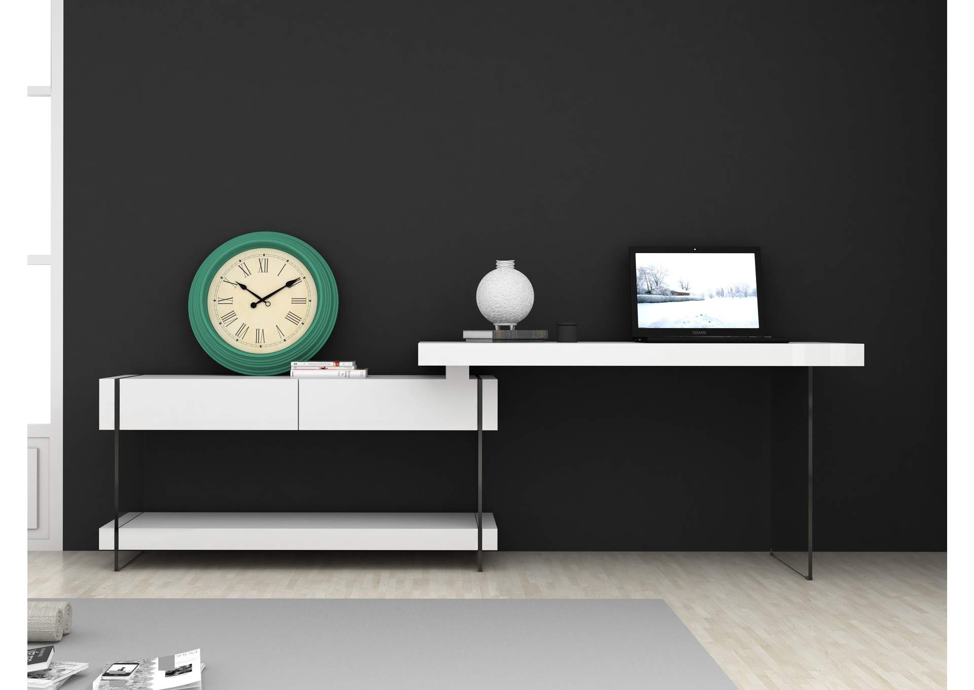 Cloud Desk White High Gloss image 6