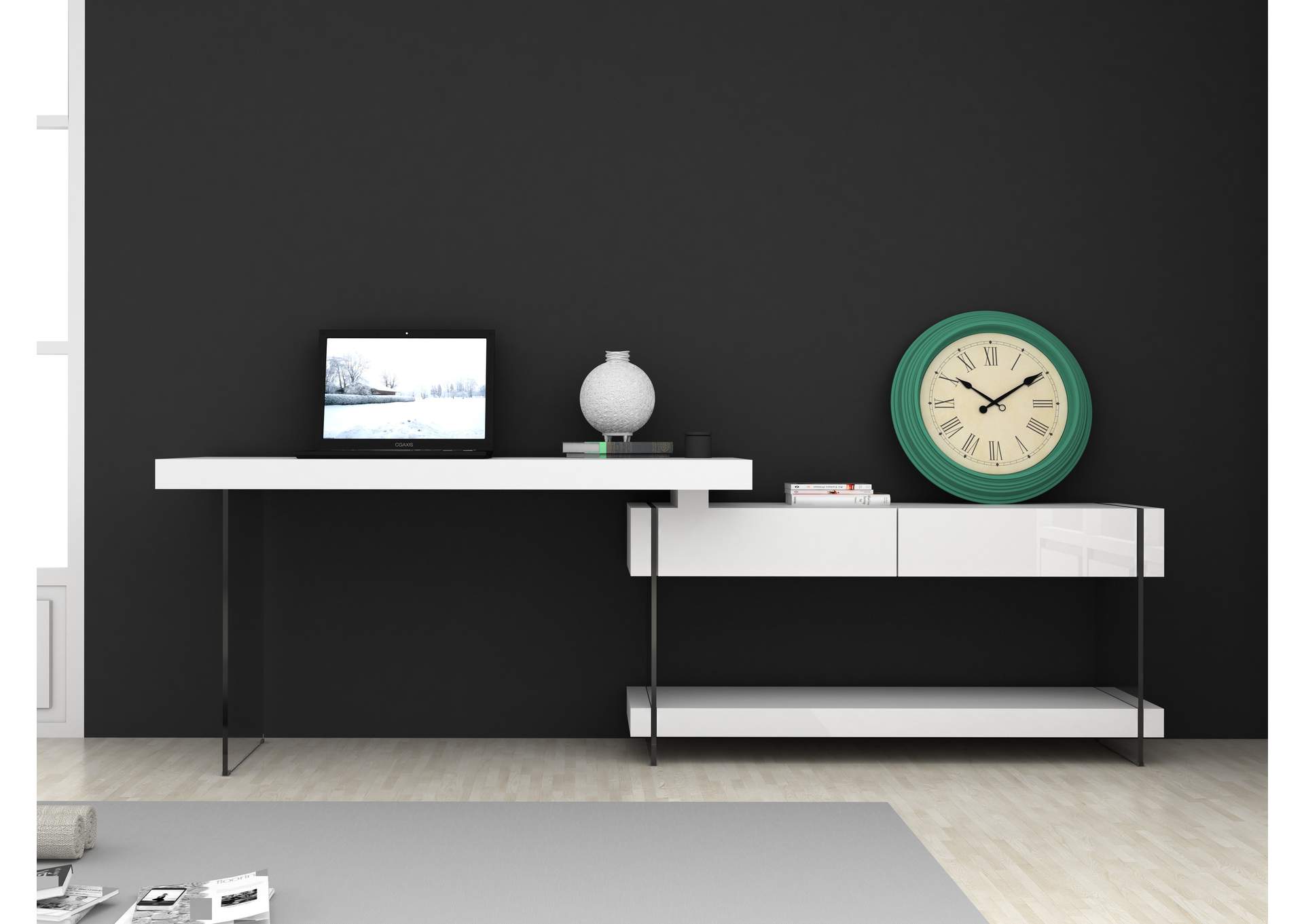 Cloud Desk White High Gloss image 5
