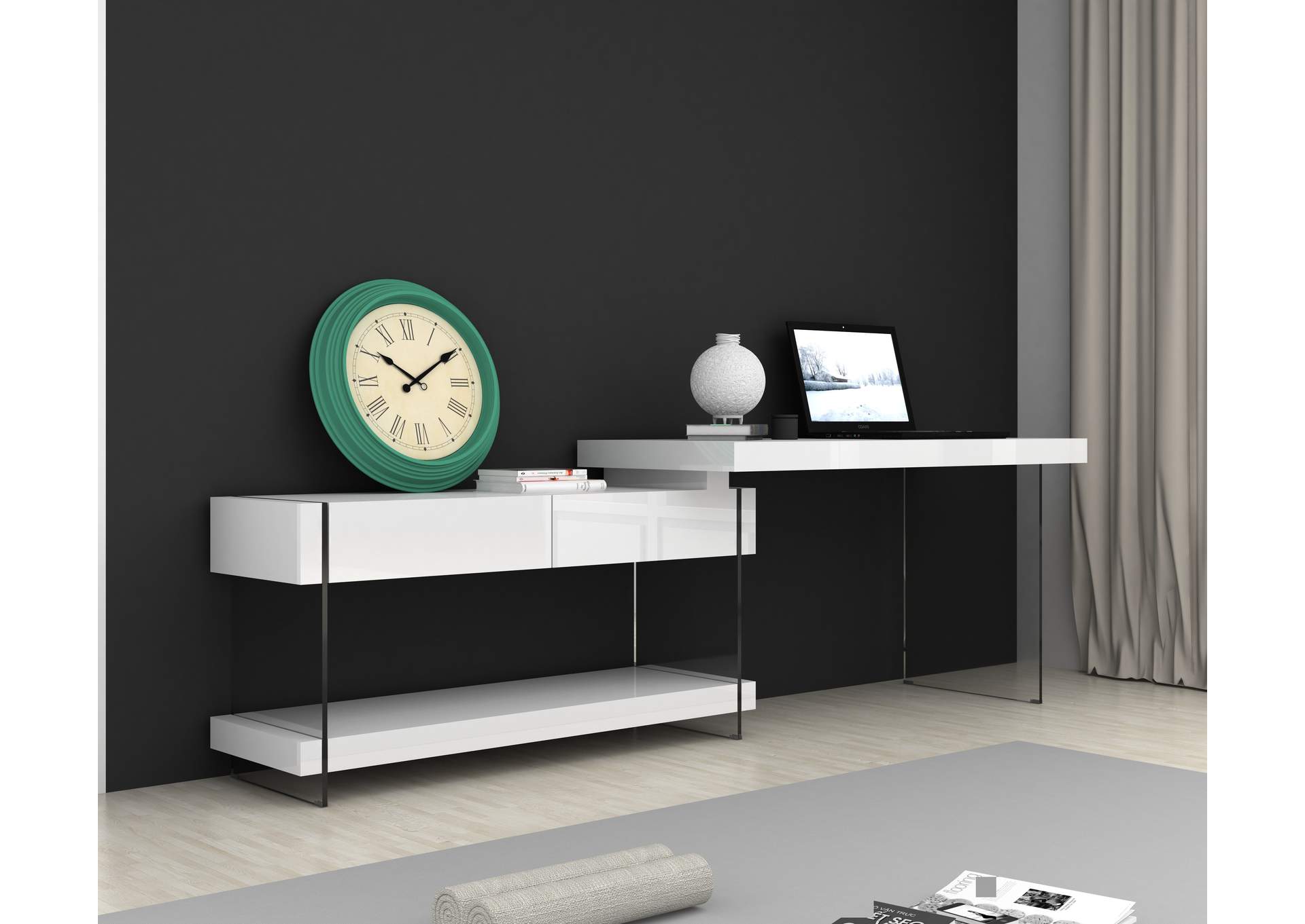 Cloud Desk White High Gloss image 10