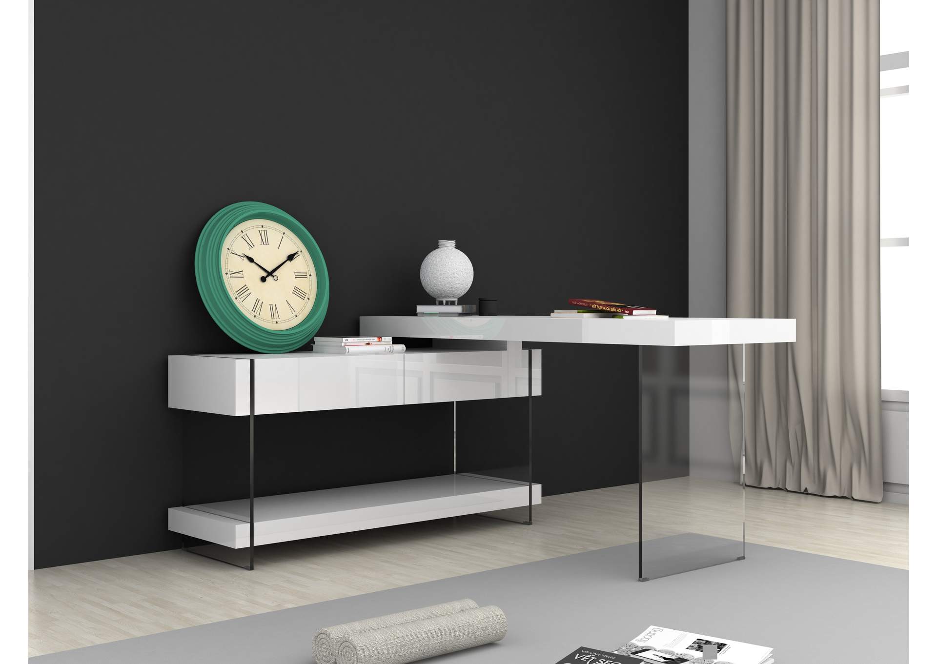 Cloud Desk White High Gloss image 7