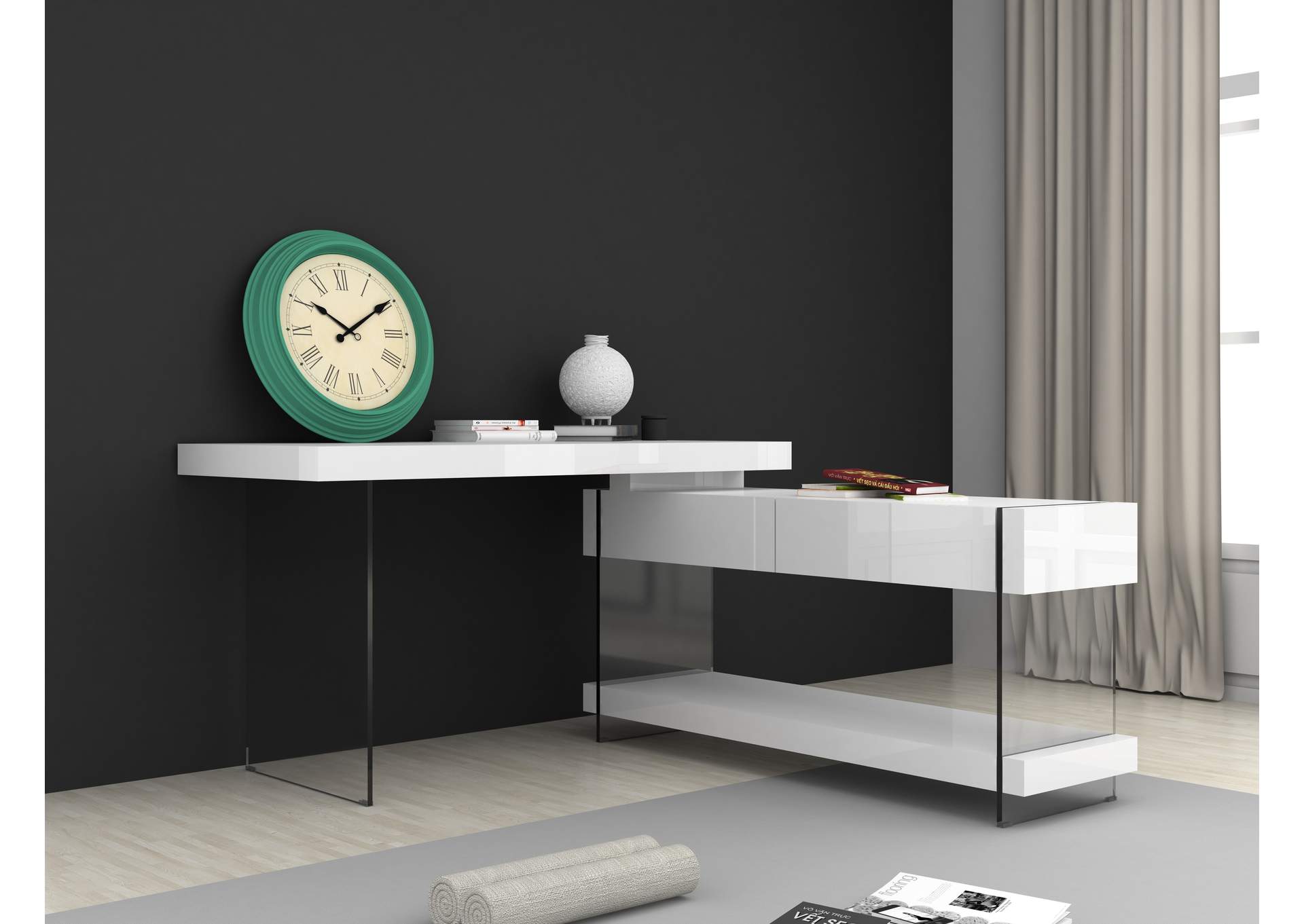 Cloud Desk White High Gloss image 1