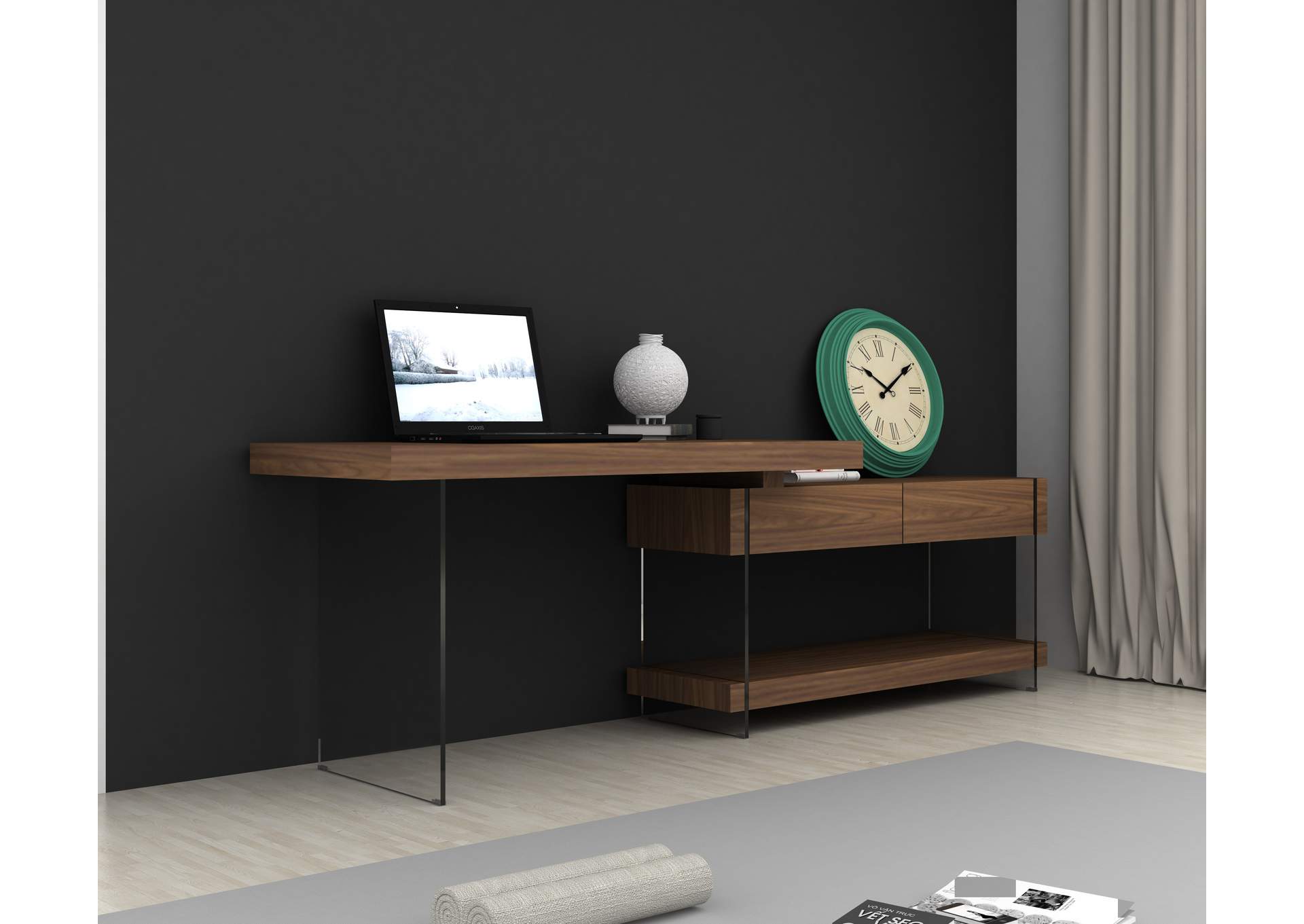 Elm Desk White High Gloss image 11