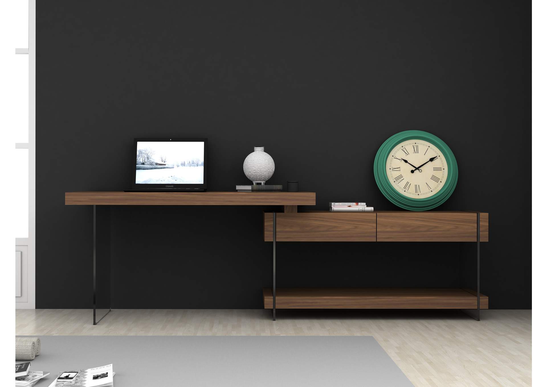 Elm Desk White High Gloss image 7