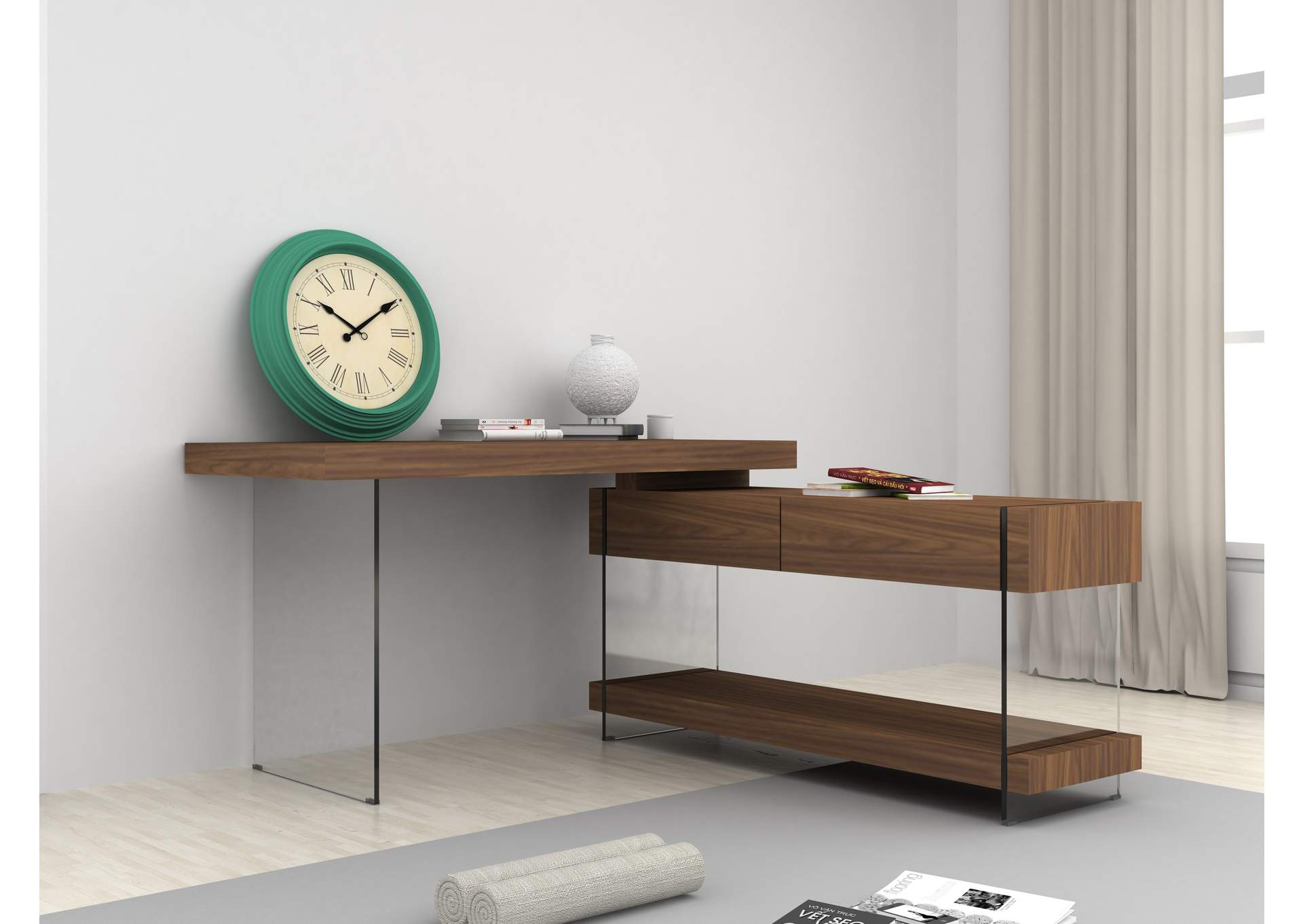 Elm Desk White High Gloss image 1