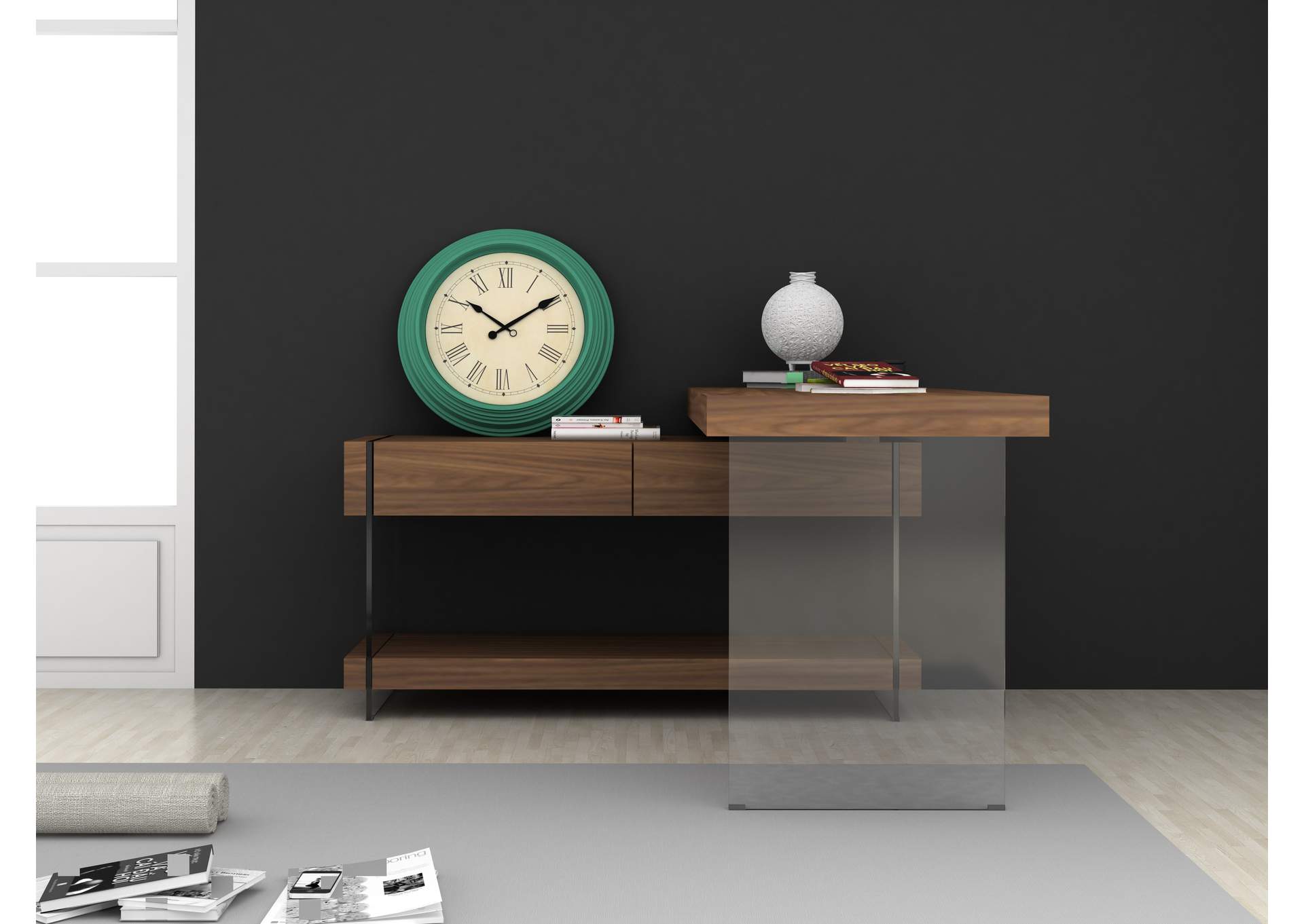 Elm Desk White High Gloss image 9