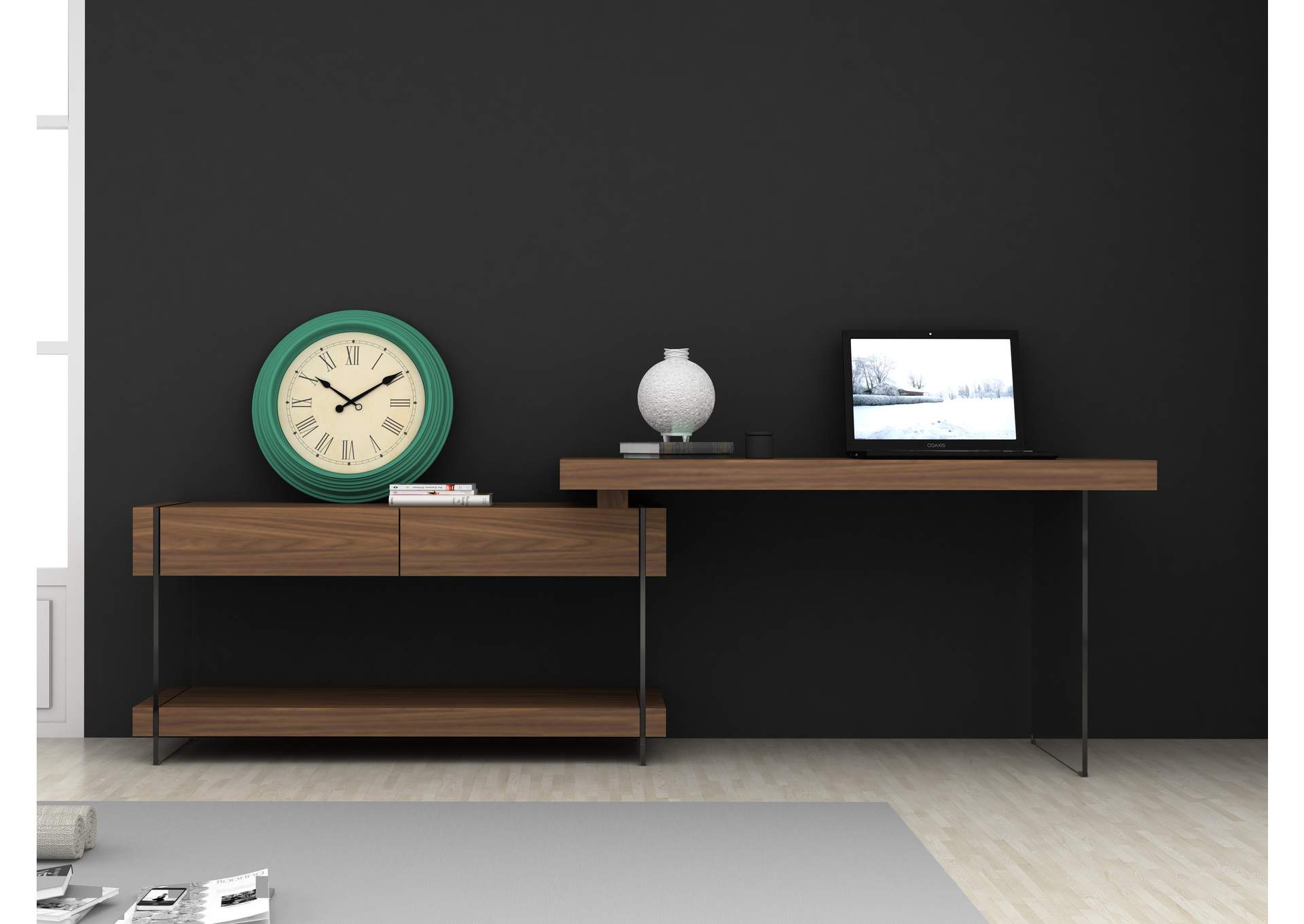 Elm Desk White High Gloss image 6