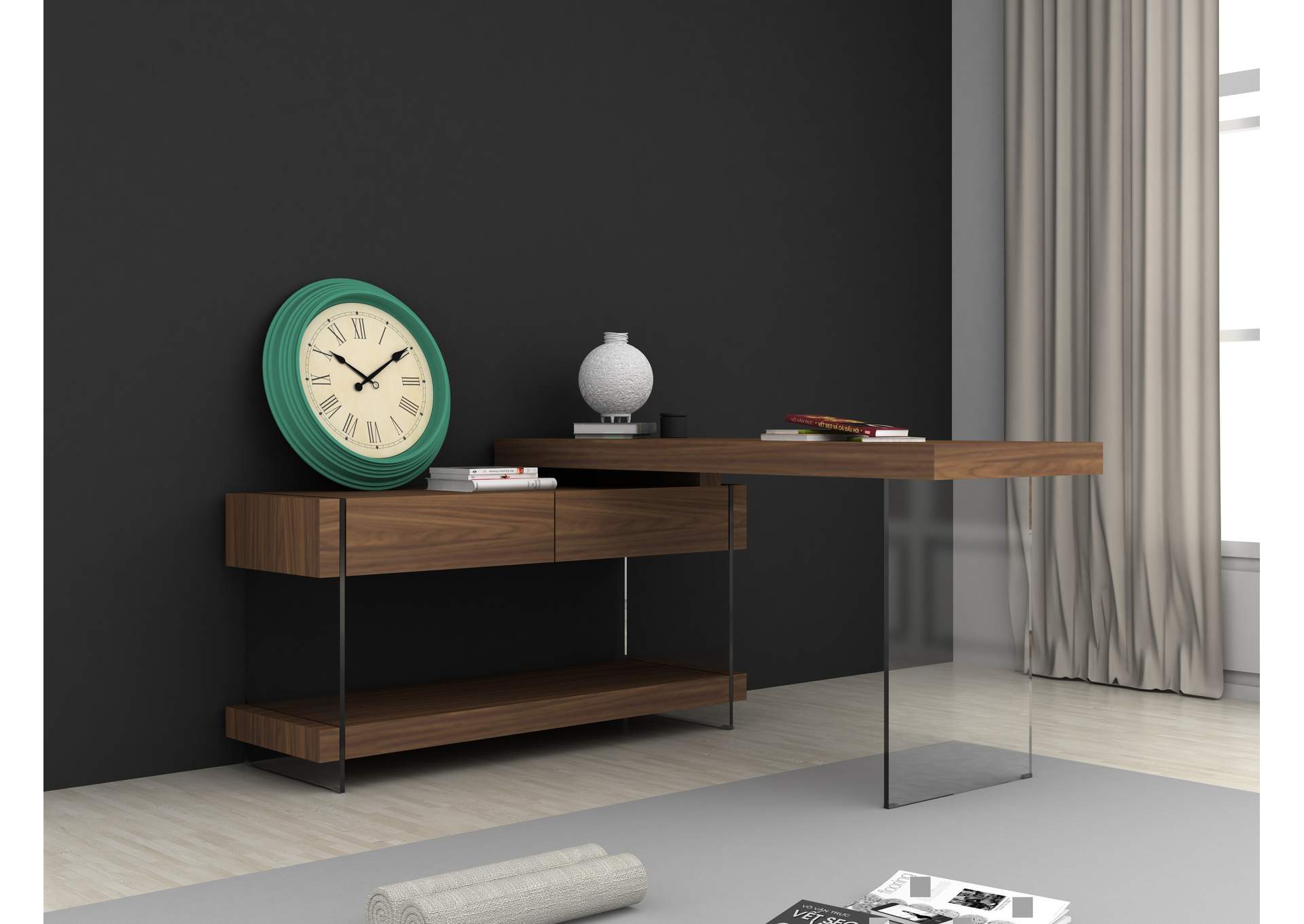 Elm Desk White High Gloss image 8