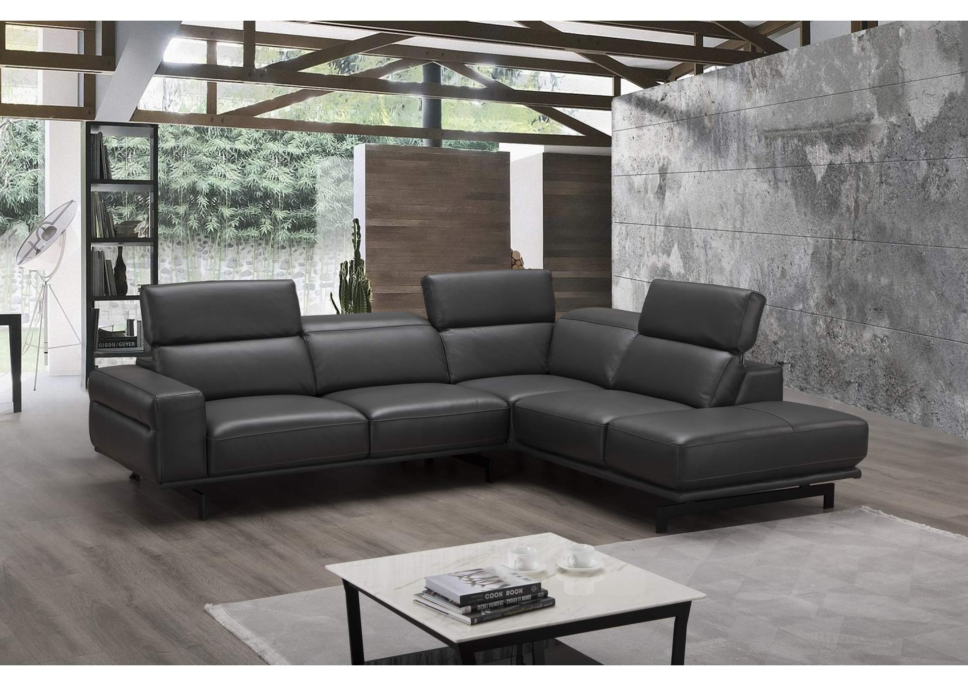 Davenport Slate Grey Sectional In Right Facing image 1