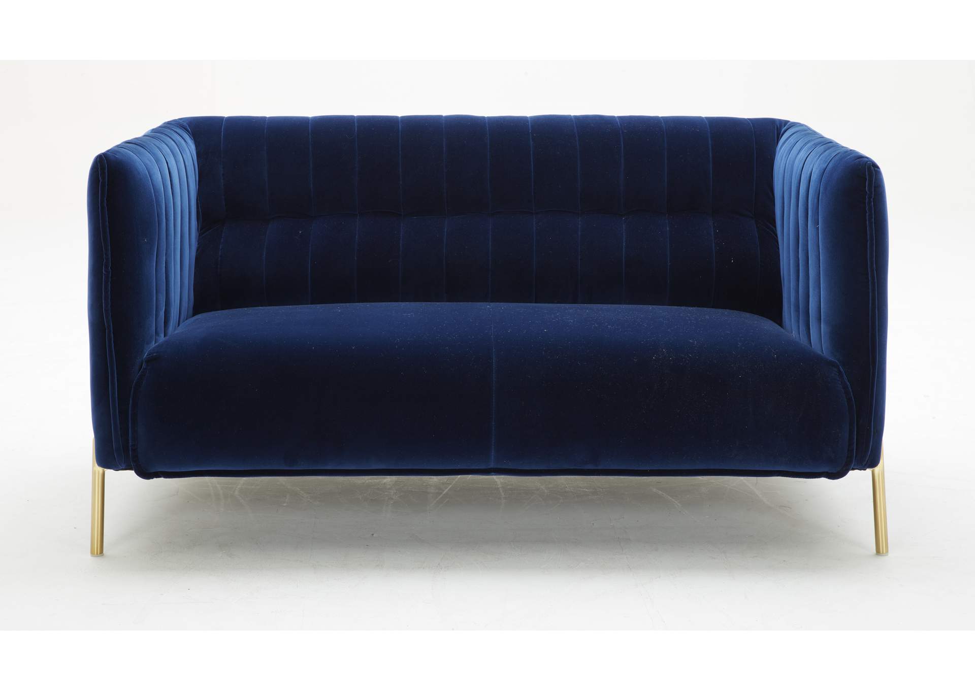 Deco Love Seat In Blue Fabric image 1