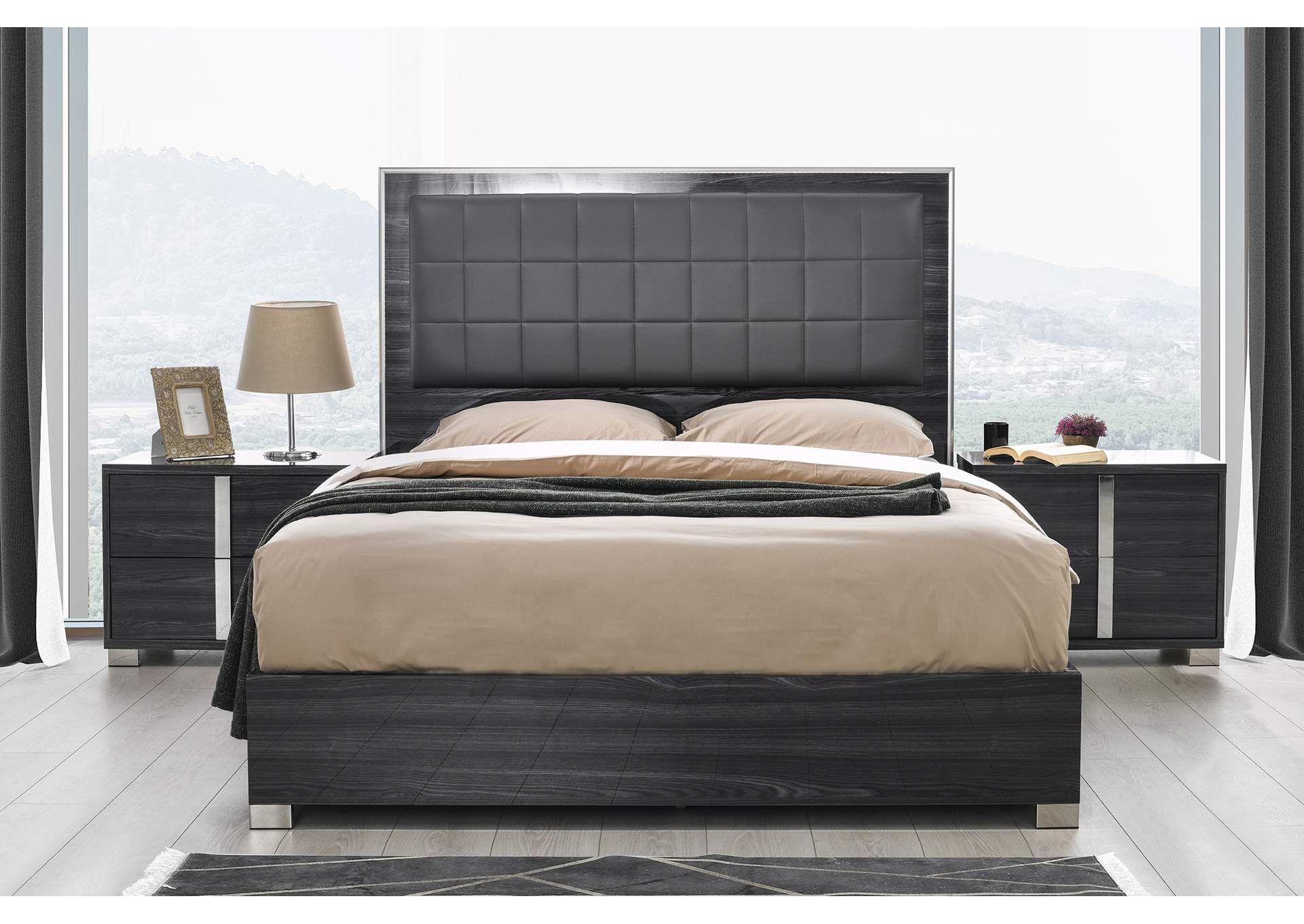 Giulia Nightstand Left Facing In Glossy Gray image 1