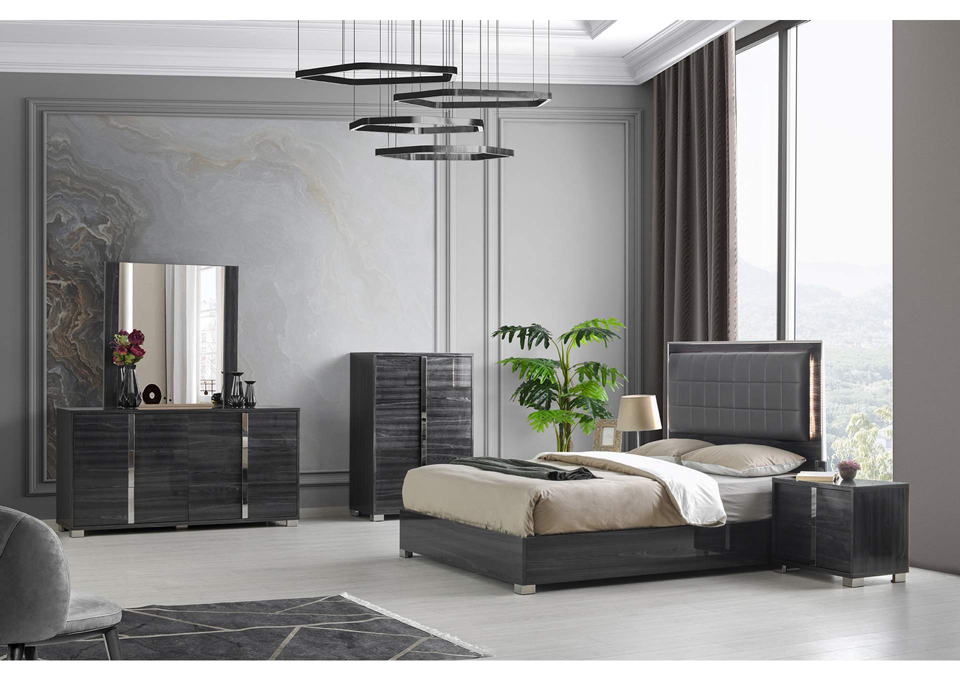 Giulia  Nightstand Left Facing In Glossy Gray image 4