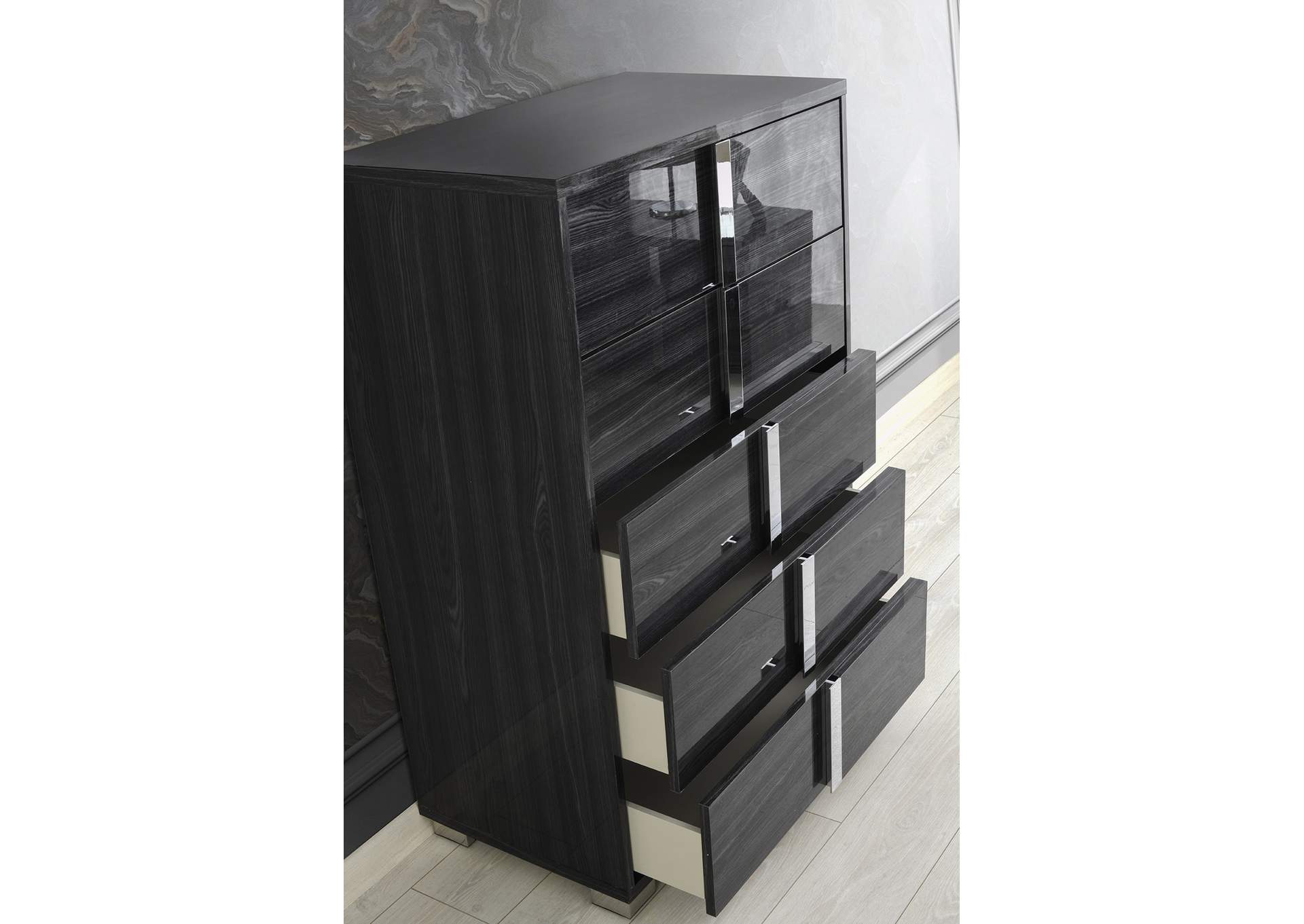 Giulia  Nightstand Left Facing In Glossy Gray image 12