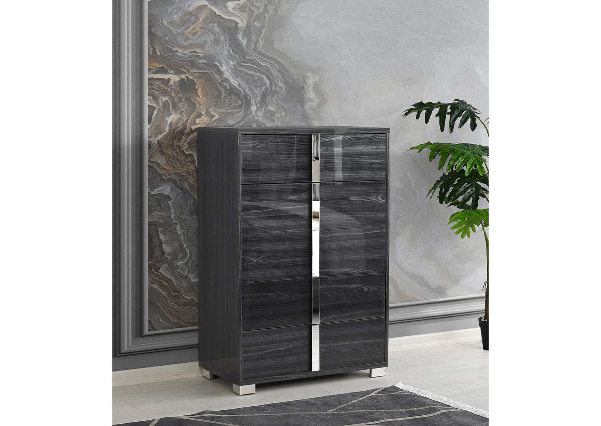 Giulia  Nightstand Left Facing In Glossy Gray image 6