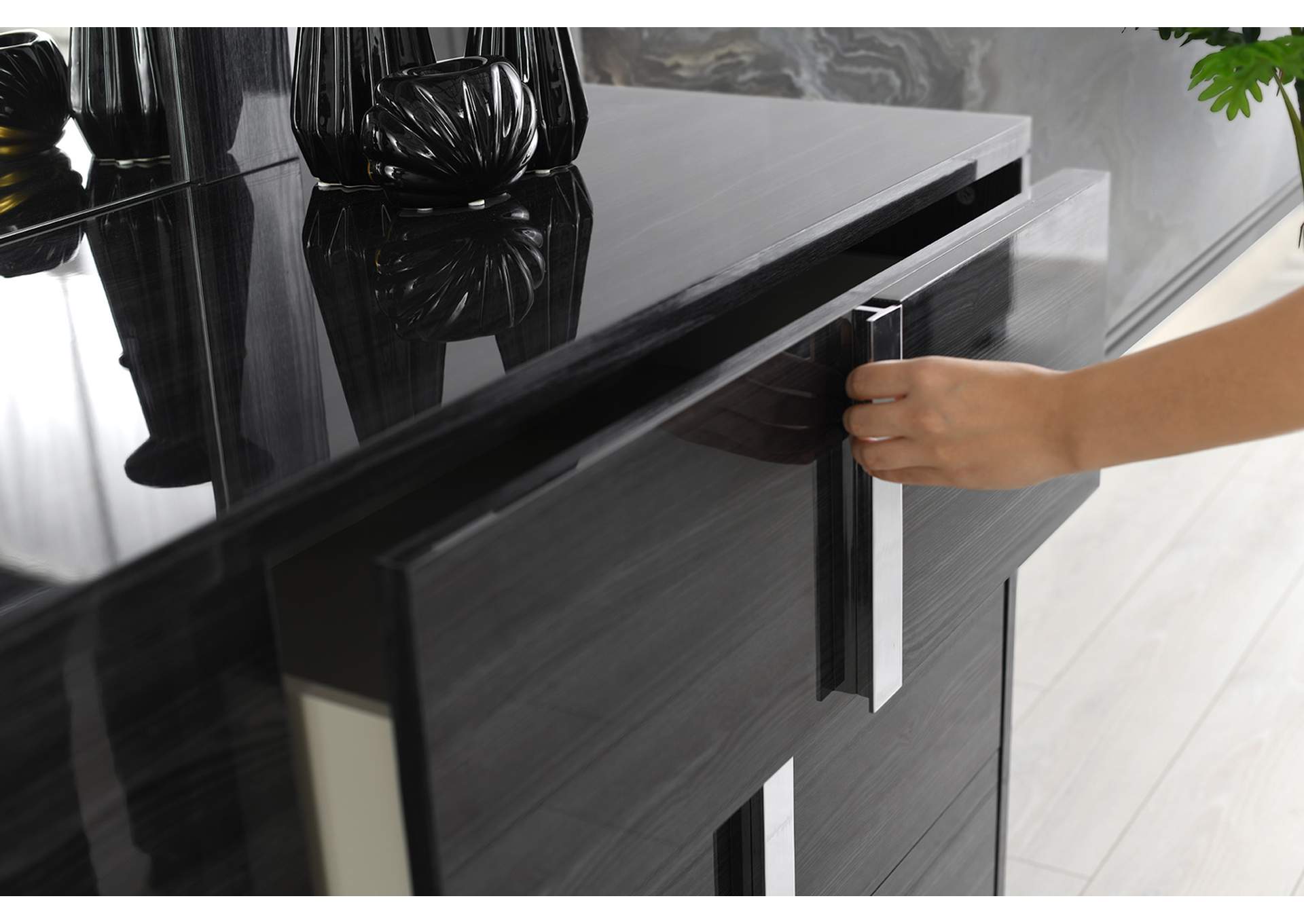 Giulia  Nightstand Left Facing In Glossy Gray image 15