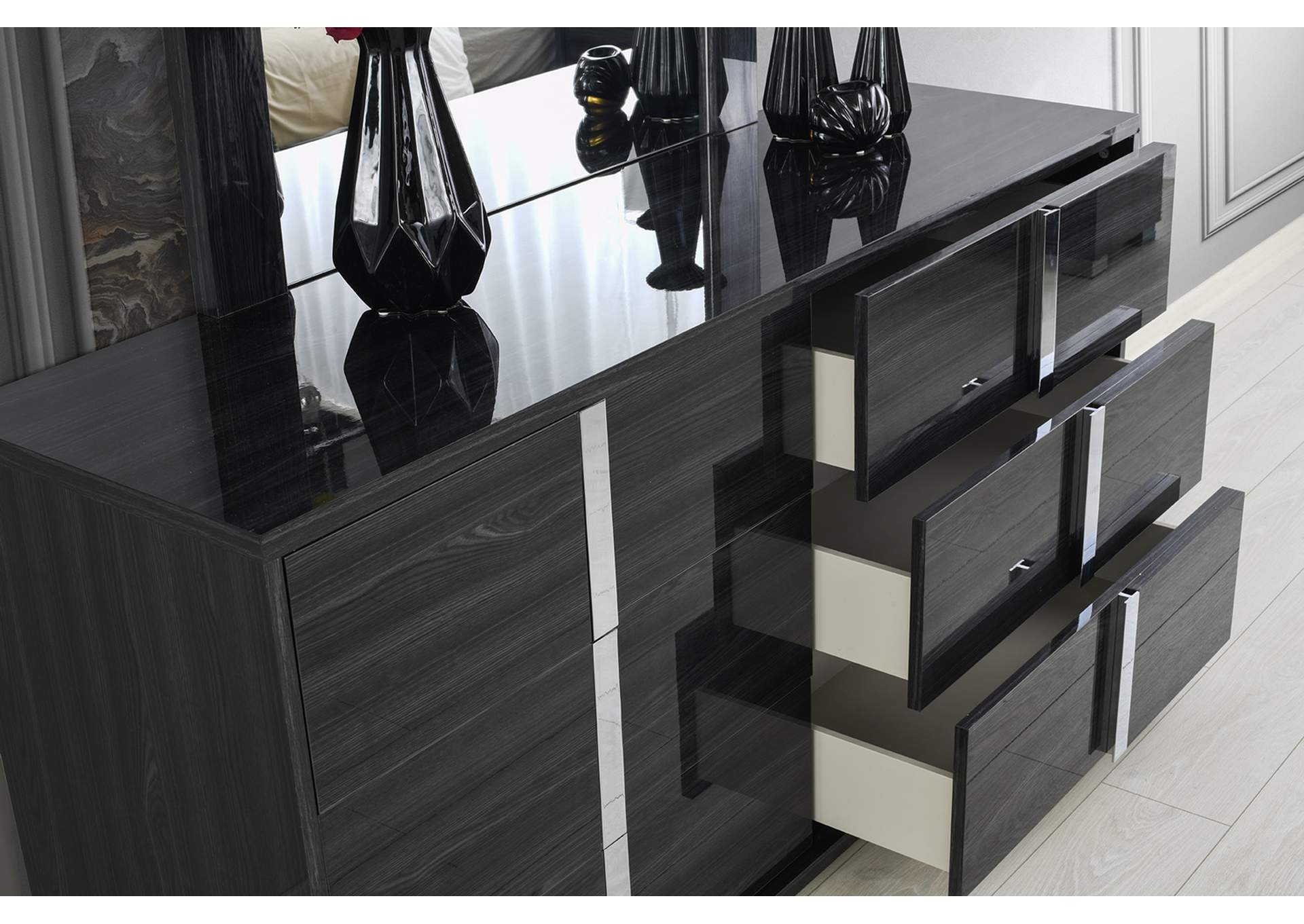 Giulia  Nightstand Left Facing In Glossy Gray image 13