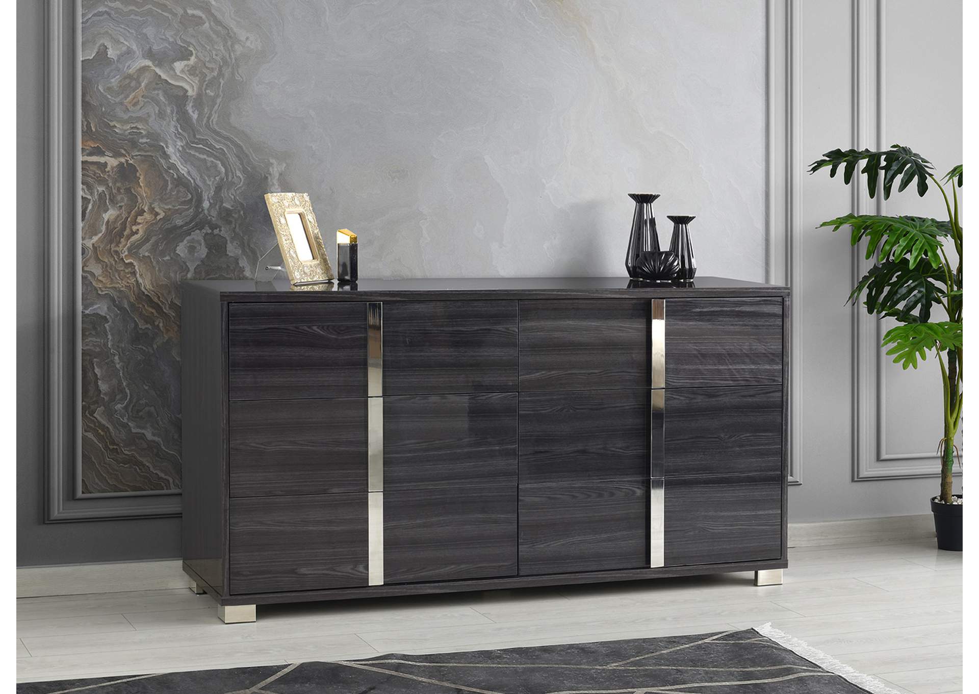 Giulia  Nightstand Left Facing In Glossy Gray image 5
