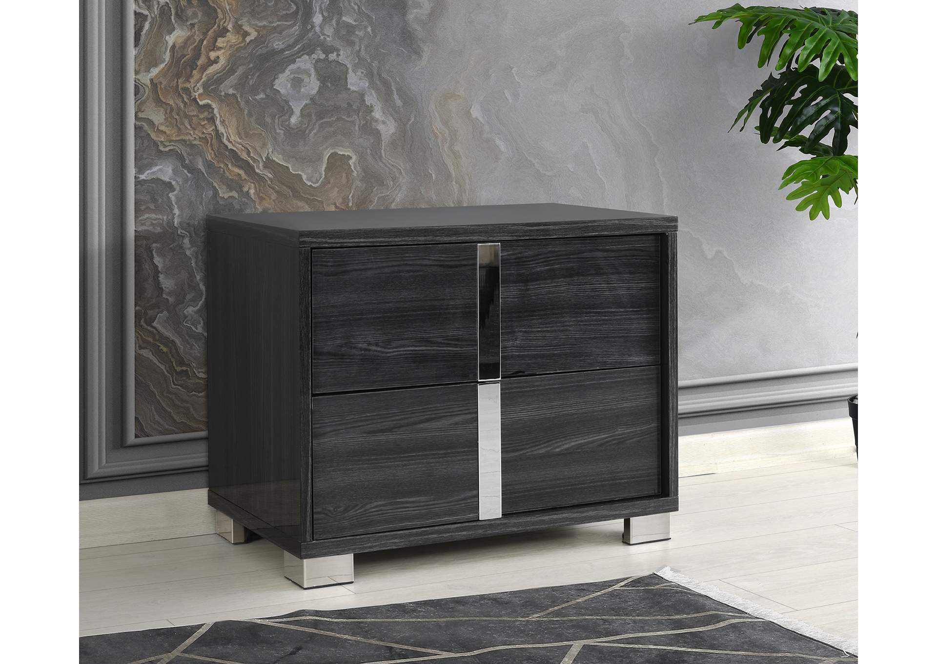 Giulia  Nightstand Left Facing In Glossy Gray image 10