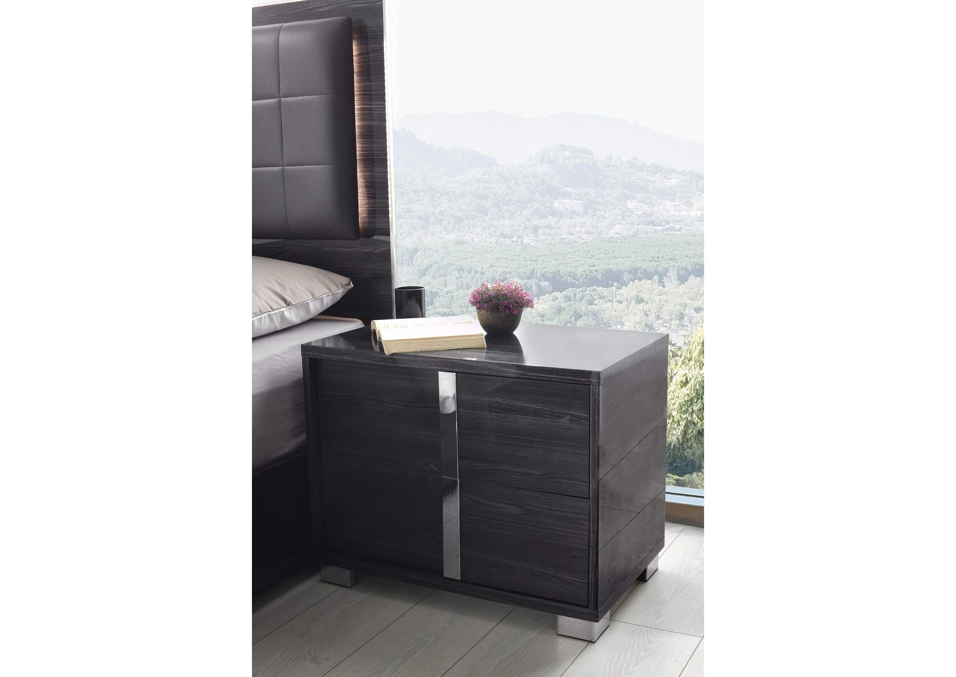 Giulia  Nightstand Left Facing In Glossy Gray image 11