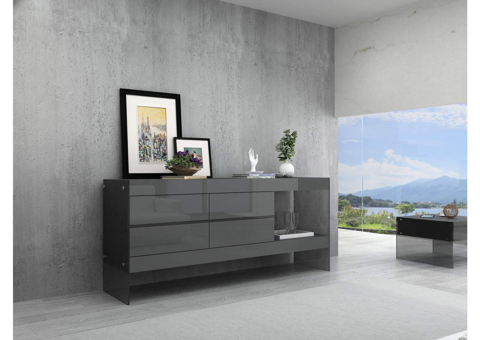 Cloud Buffet In Grey High Gloss image 1