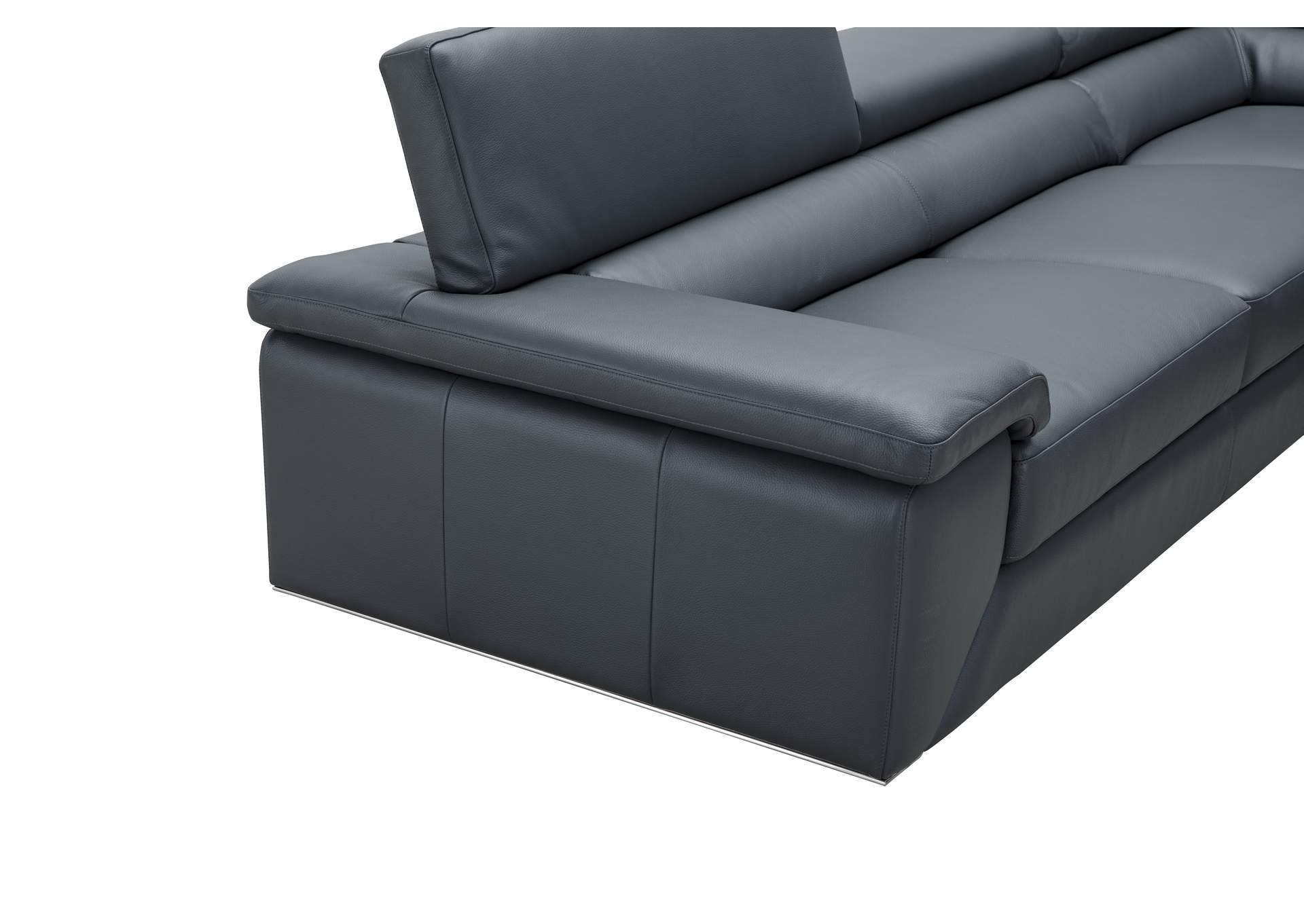 Kobe Right Facing Leather Sectional In Blue Grey image 3