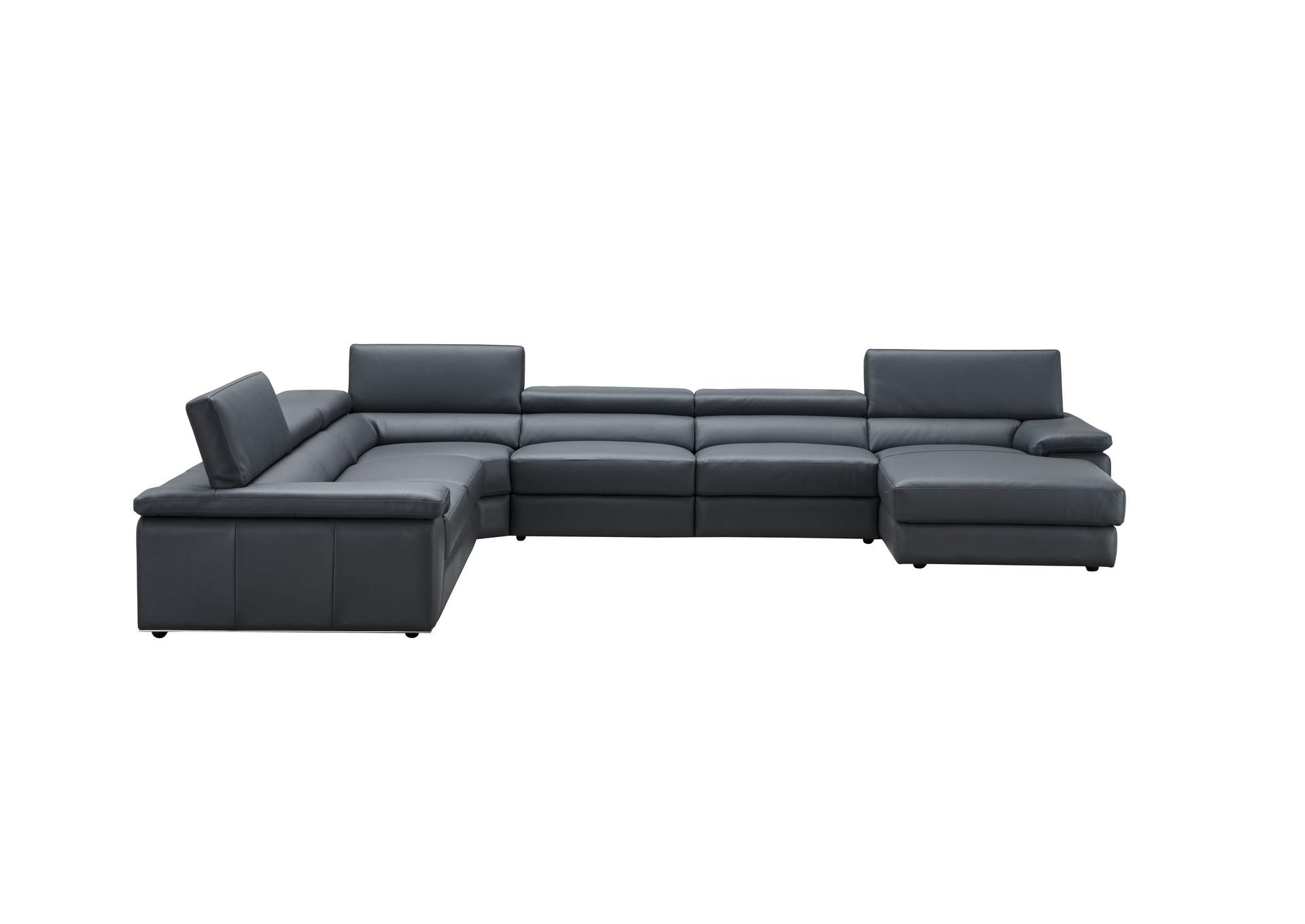 Kobe Left Facing Leather Sectional In Blue Grey image 4