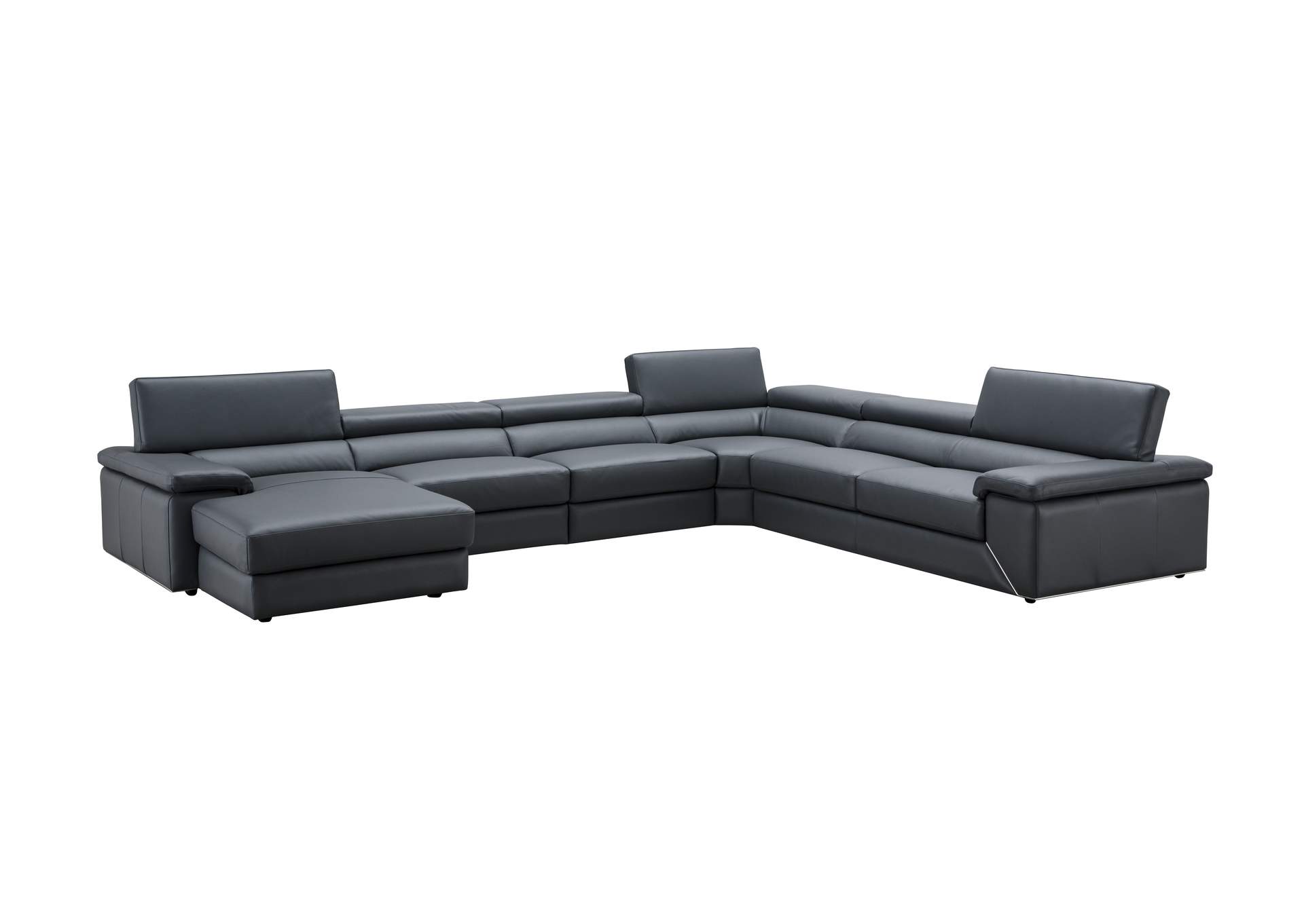 Kobe Left Facing Leather Sectional In Blue Grey image 5