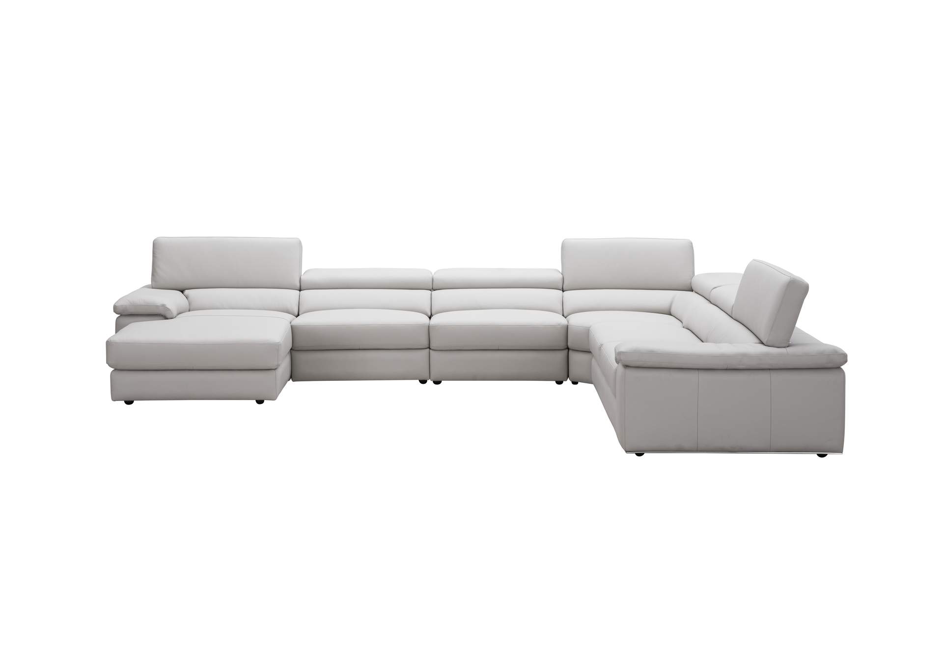 Kobe Left Facing Leather Sectional In Silver Grey image 3